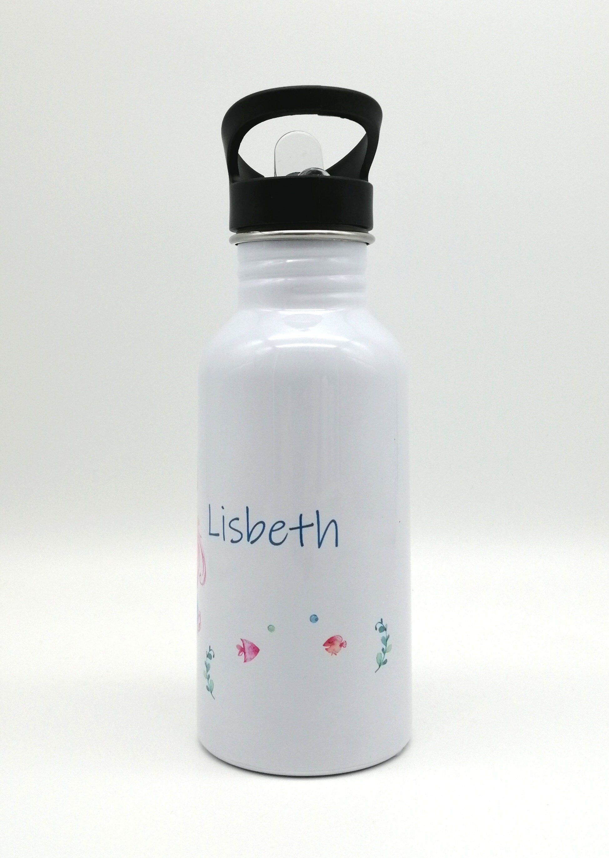 Trinkflasche mit Namen "Meerjungfrau"/ Kindergarten/ Schule/ Sport/ 500ml mit Strohhalm