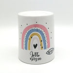 Spardose "Regenbogen pfirsich/Fisch personalisiert mit Namen/ Taufe/ Taufgeschenk