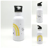 Trinkflasche mit Namen "Regenbogen gelb"/ Kindergarten/ Schule/ Sport/ 500ml mit Strohhalm