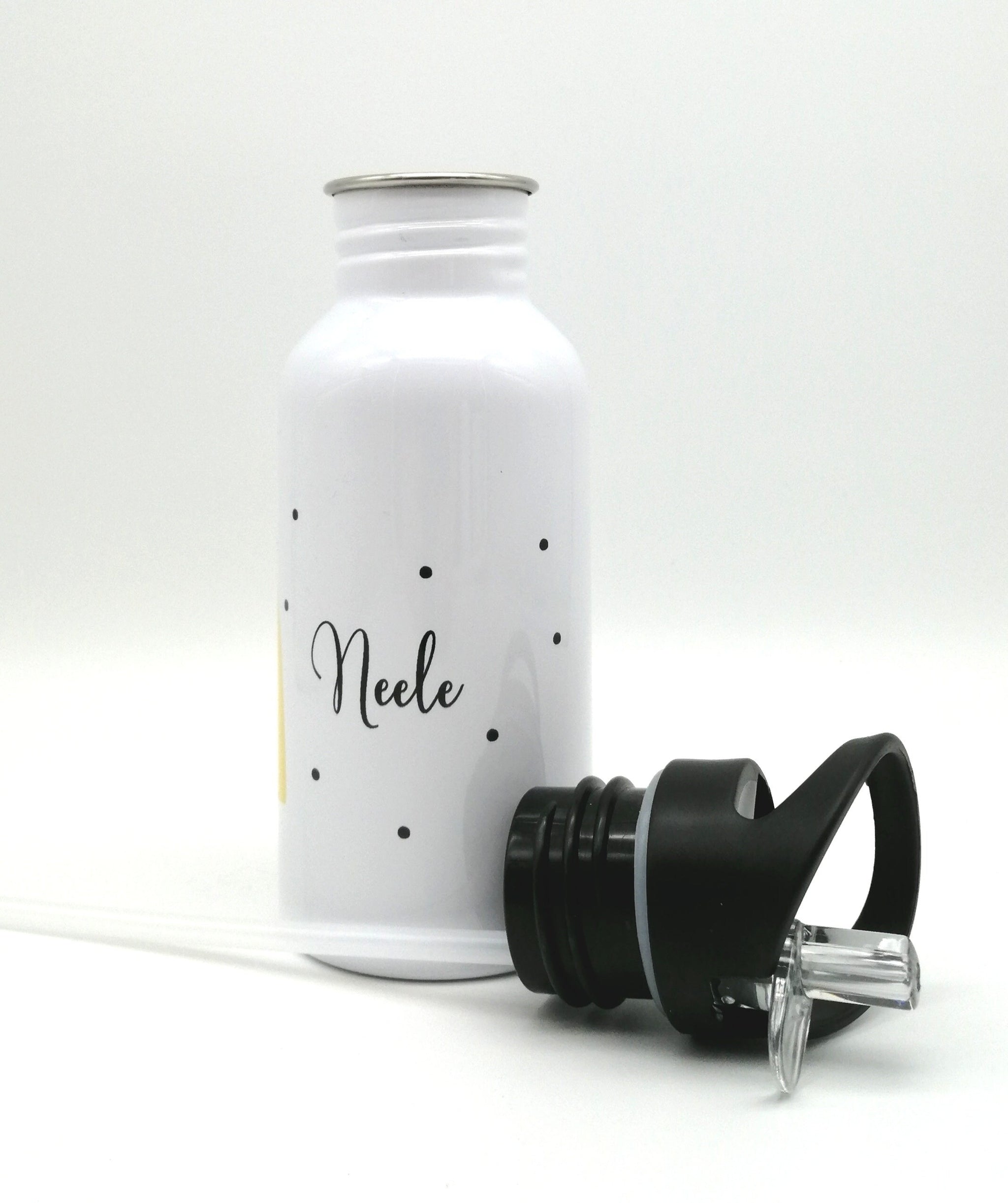 Trinkflasche mit Namen "Regenbogen gelb"/ Kindergarten/ Schule/ Sport/ 500ml mit Strohhalm