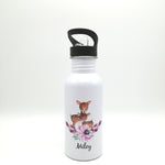 Trinkflasche mit Namen "Rehe"/ Kindergarten/ Schule/ Sport/ 500ml mit Strohhalm