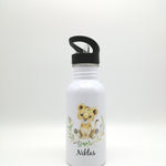 Trinkflasche mit Namen "Löwe"/ Kindergarten/ Schule/ Sport/ 500ml mit Strohhalm