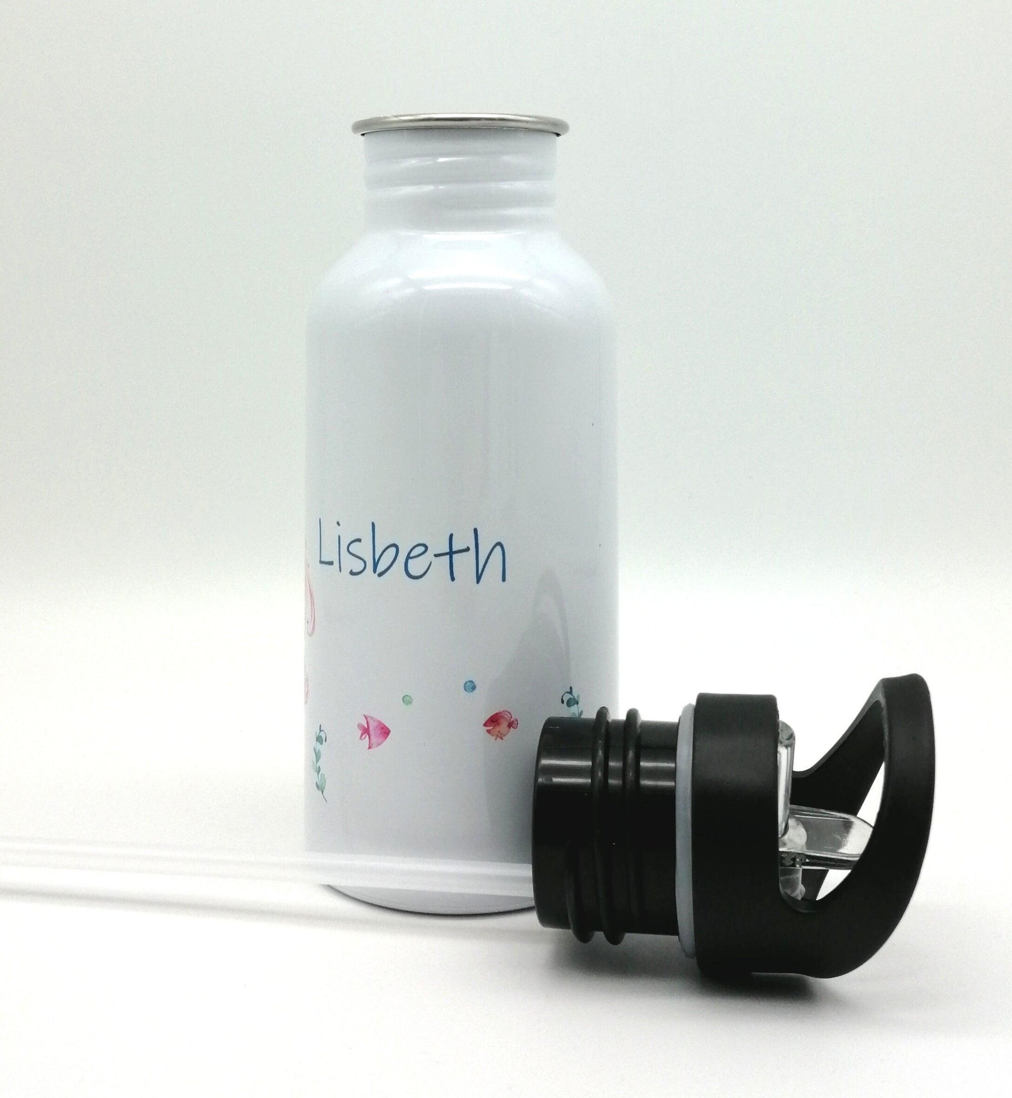Trinkflasche mit Namen "Meerjungfrau"/ Kindergarten/ Schule/ Sport/ 500ml mit Strohhalm