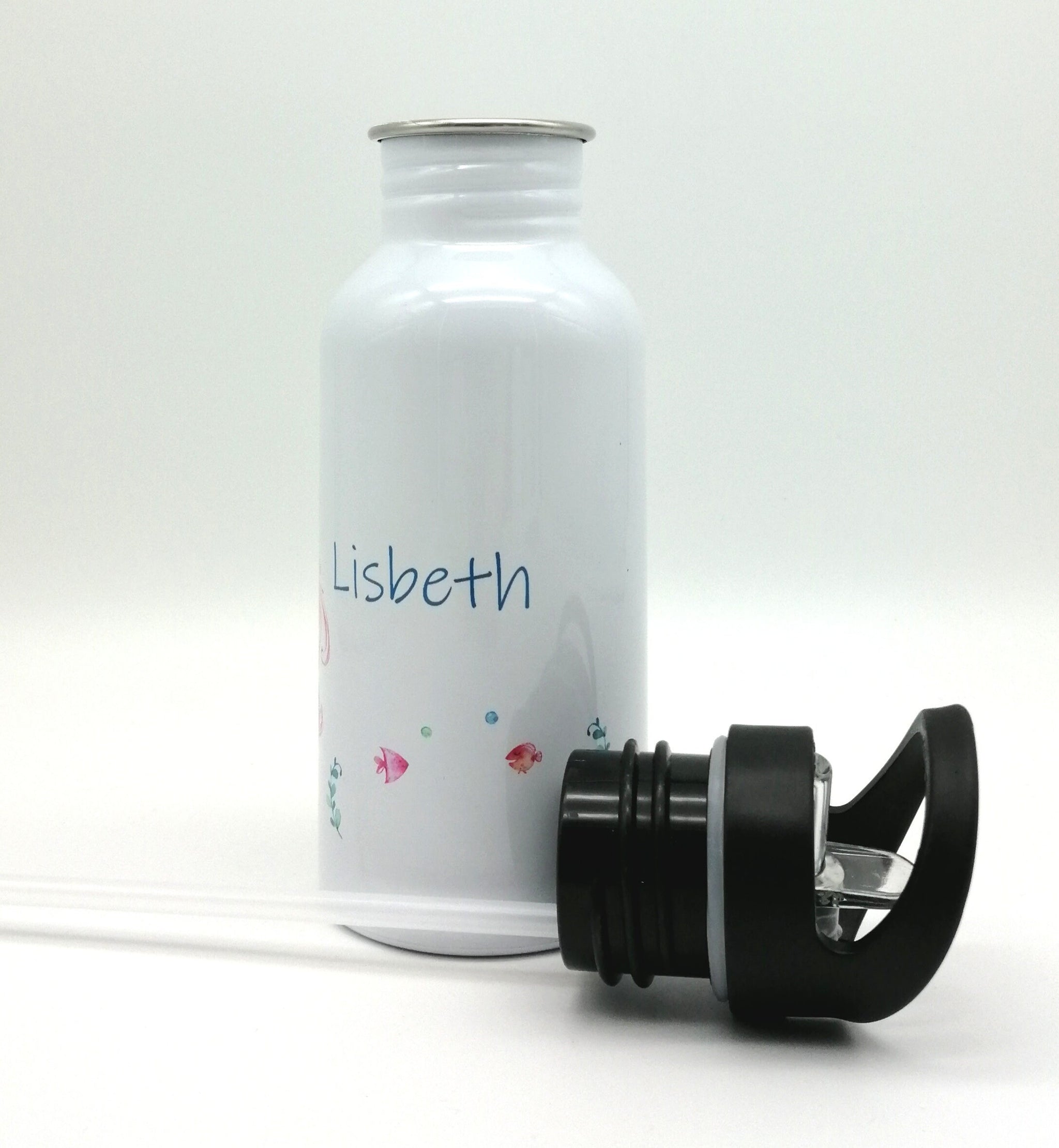 Trinkflasche mit Namen "Meerjungfrau"/ Kindergarten/ Schule/ Sport/ 500ml mit Strohhalm