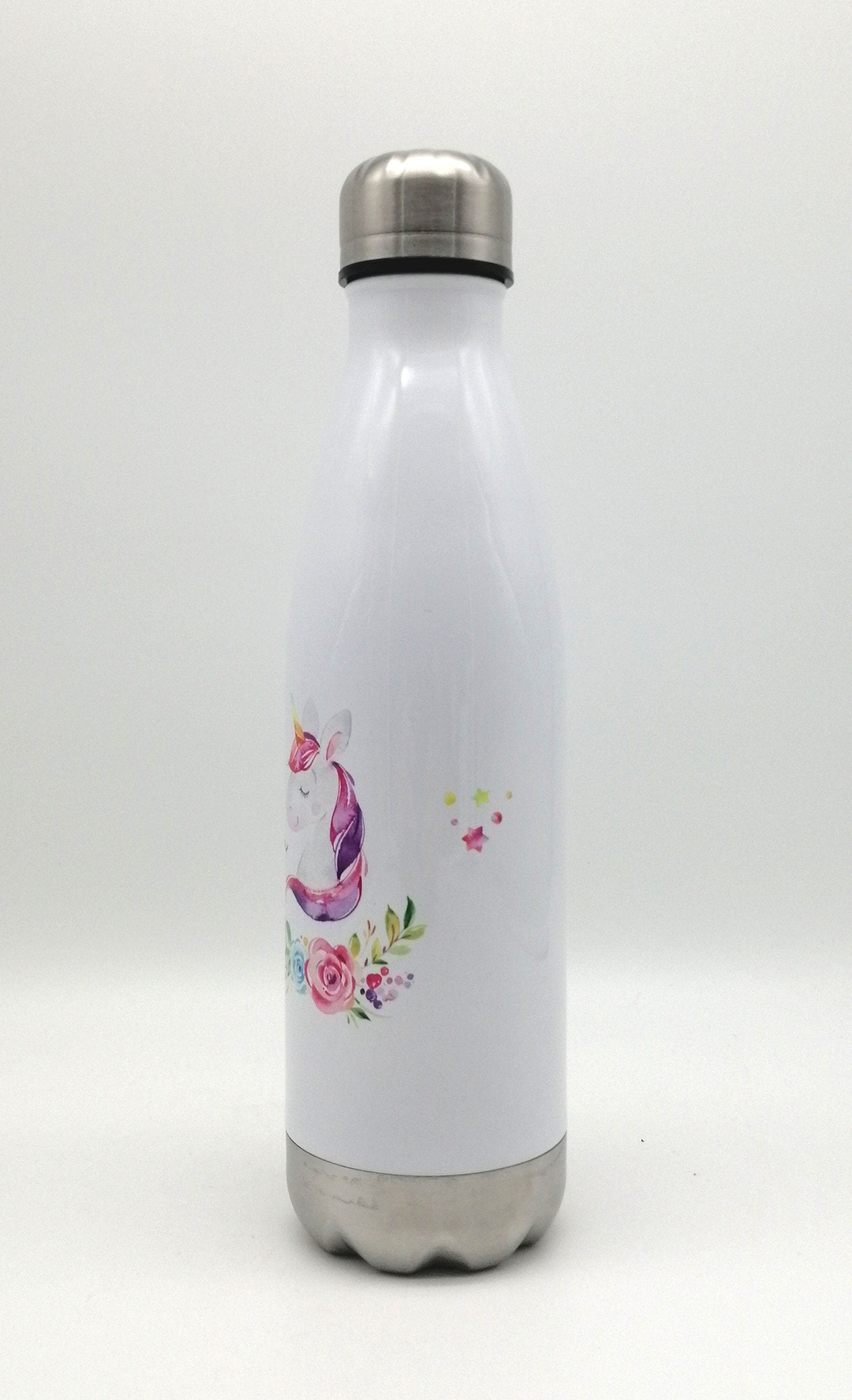 Thermosflasche mit Namen "Einhorn Blumen" / Edelstahl Trinkflasche für Kinder und Erwachsene/ Wasserflasche/ 500ml/350ml