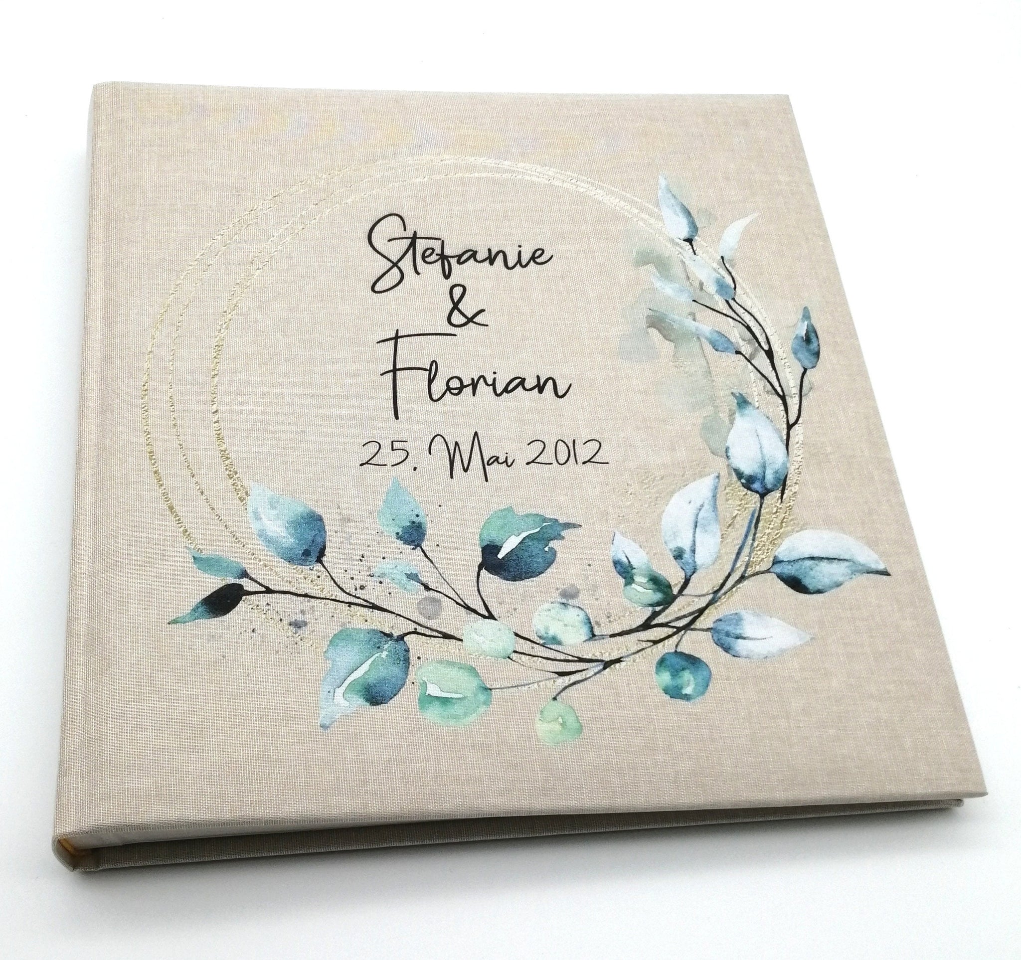 Fotoalbum personalisiert Hochzeit "Goldrahmen Eukalyptus", Erinnerungsalbum, Fotoalbum Geschenkidee, personalisiertes Fotoalbum Hochzeit