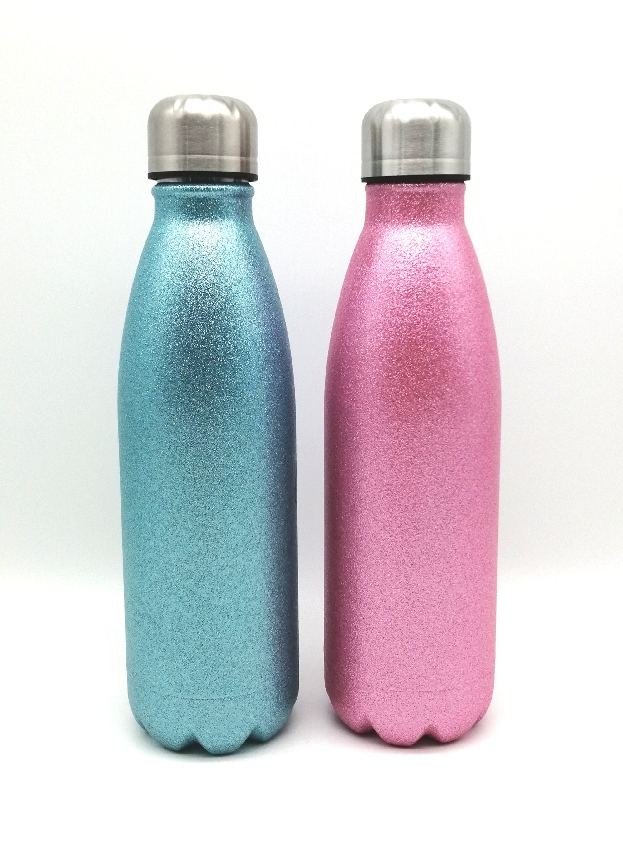 Glitzer Thermosflasche mit Namen "Herz" 500ml/ Edelstahl Trinkflasche für Kinder und Erwachsene/ Wasserflasche/