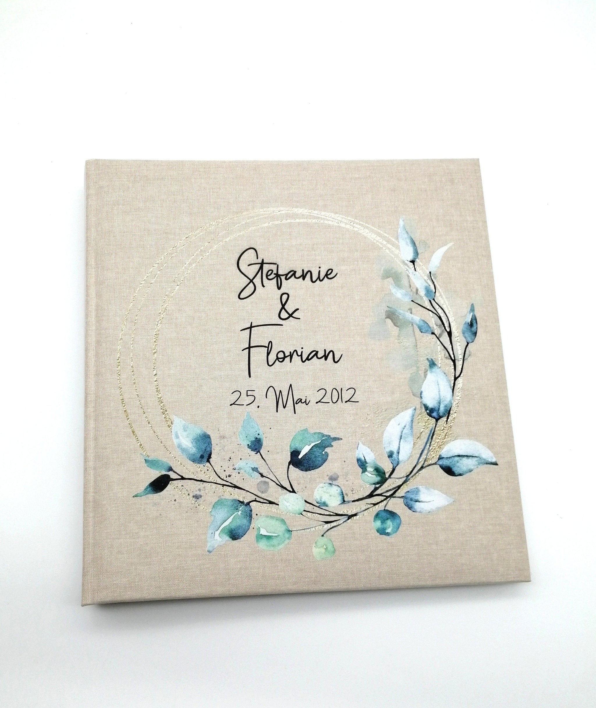 Fotoalbum personalisiert Hochzeit "Goldrahmen Eukalyptus", Erinnerungsalbum, Fotoalbum Geschenkidee, personalisiertes Fotoalbum Hochzeit
