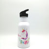 Trinkflasche mit Namen "Einhorn Blumen"/ Kindergarten/ Schule/ Sport/ 500ml mit Strohhalm