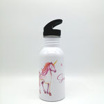 Trinkflasche mit Namen "Einhorn"/ Kindergarten/ Schule/ Sport/ 500ml mit Strohhalm