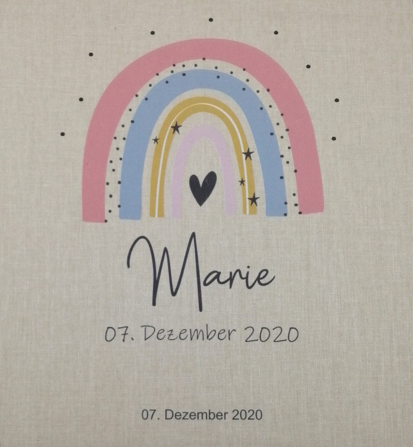 Fotoalbum personalisiert Baby, Kind "Regenbogen pfirsich" Leinen, Erinnerungsalbum