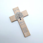 Taufkreuz / Kinderkreuz personalisiert "Baum blau" Wandkreuz aus Holz
