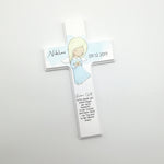 Kinderkreuz / Gebetskreuz personalisiert "Engel" Wandkreuz aus Holz, Taufkreuz