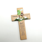Kinderkreuz / Gebetskreuz personalisiert "Hirte" Wandkreuz aus Holz, Taufkreuz