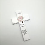 Taufkreuz / Kinderkreuz personalisiert "Baum Vogel rot" Wandkreuz aus Holz