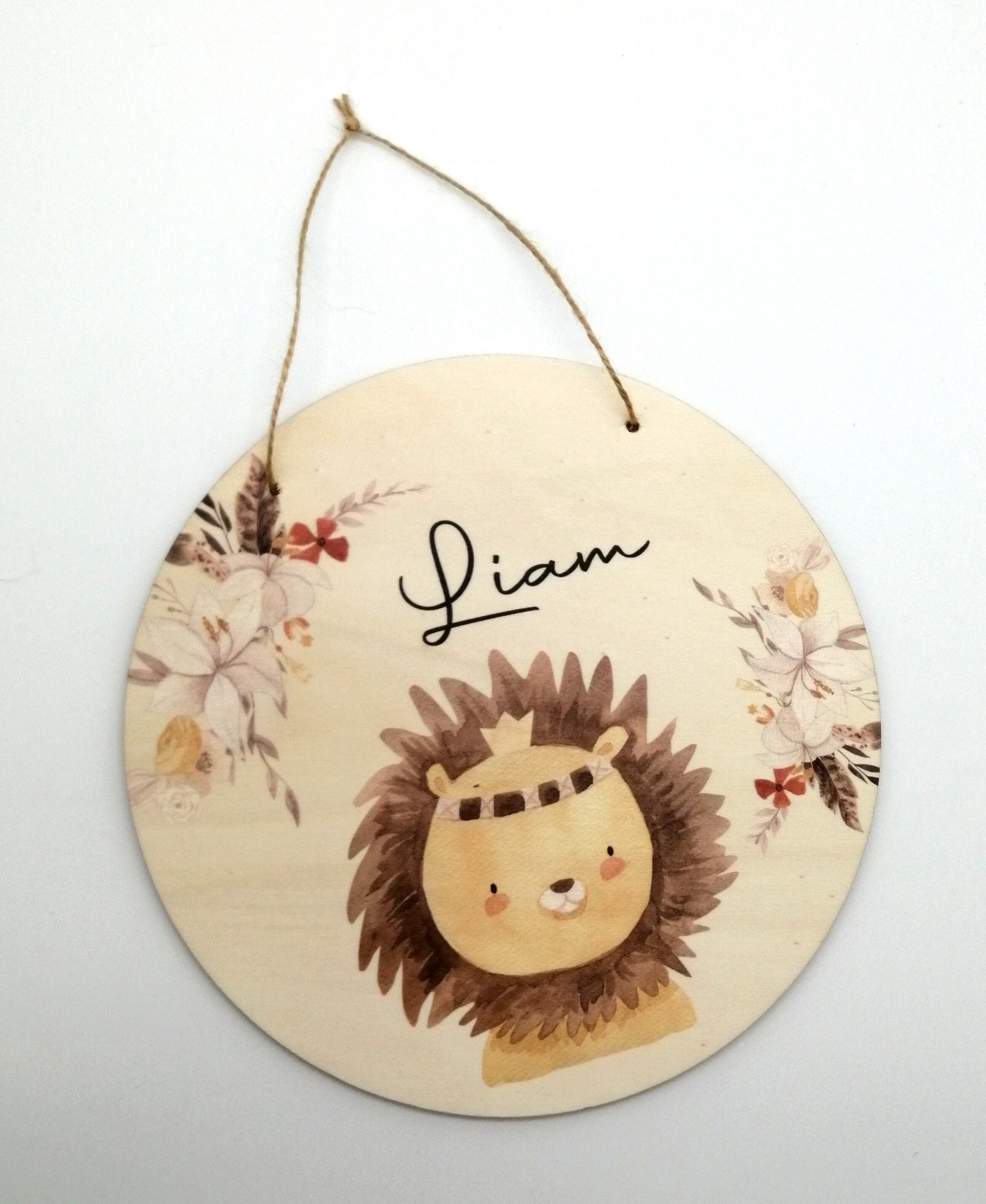 Türschild Kinderzimmer "Boho Löwe" personalisiert mit Namen aus Holz/ Kinderzimmer/ Spielzimmer/