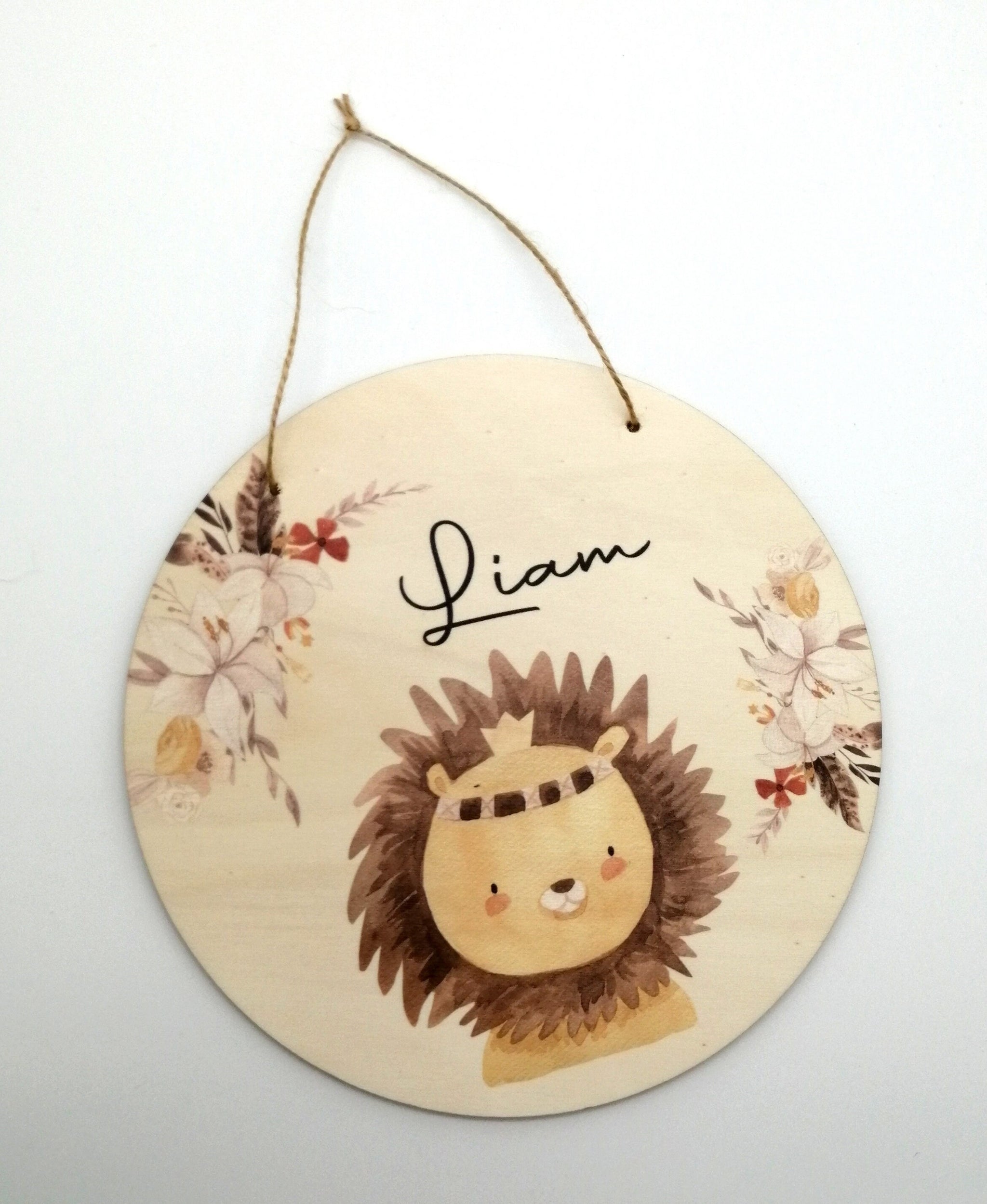 Türschild Kinderzimmer "Boho Löwe" personalisiert mit Namen aus Holz/ Kinderzimmer/ Spielzimmer/