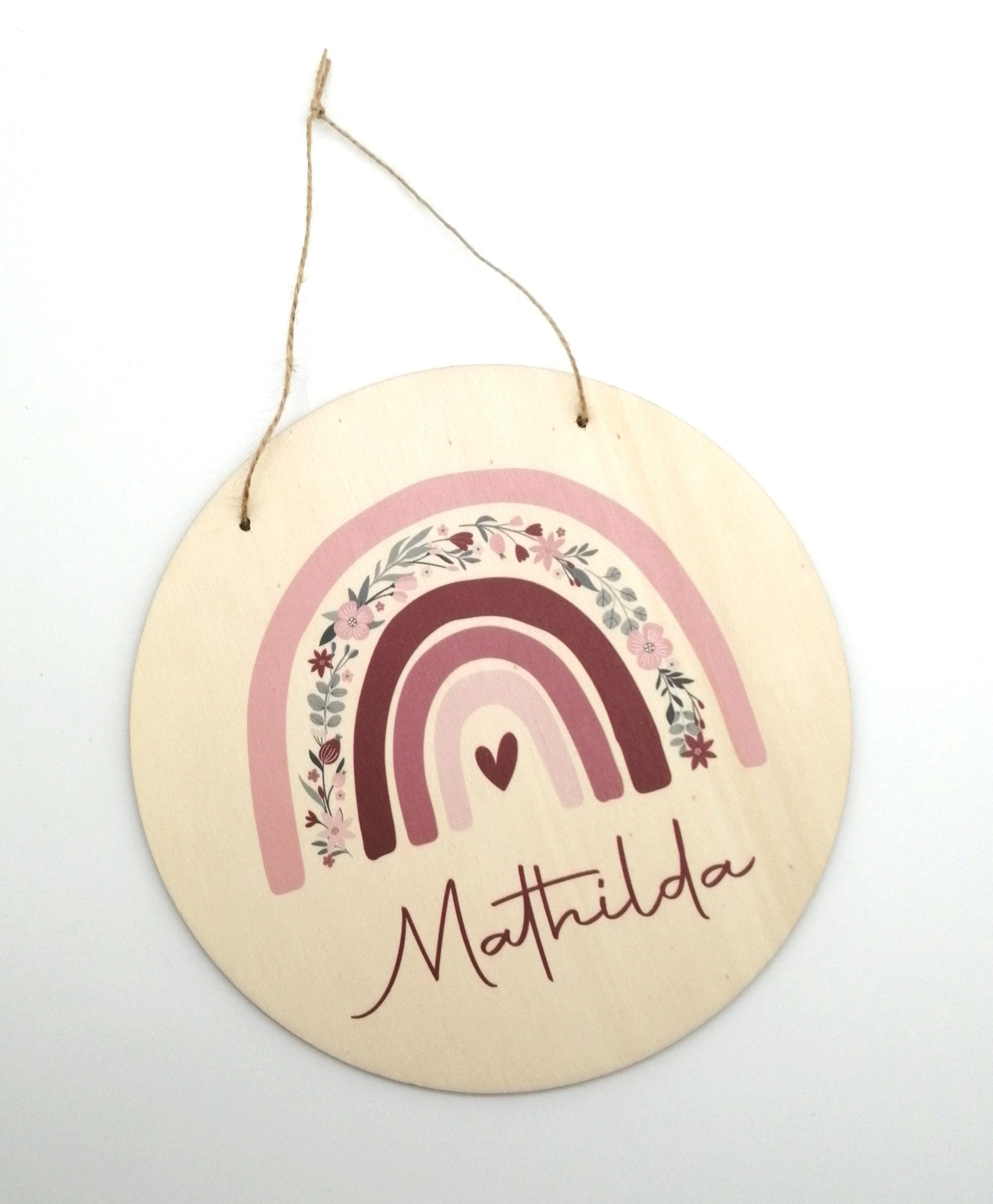 Türschild Kinderzimmer "Regenbogen Blumen" personalisiert mit Namen aus Holz/ Kinderzimmer/ Spielzimmer/