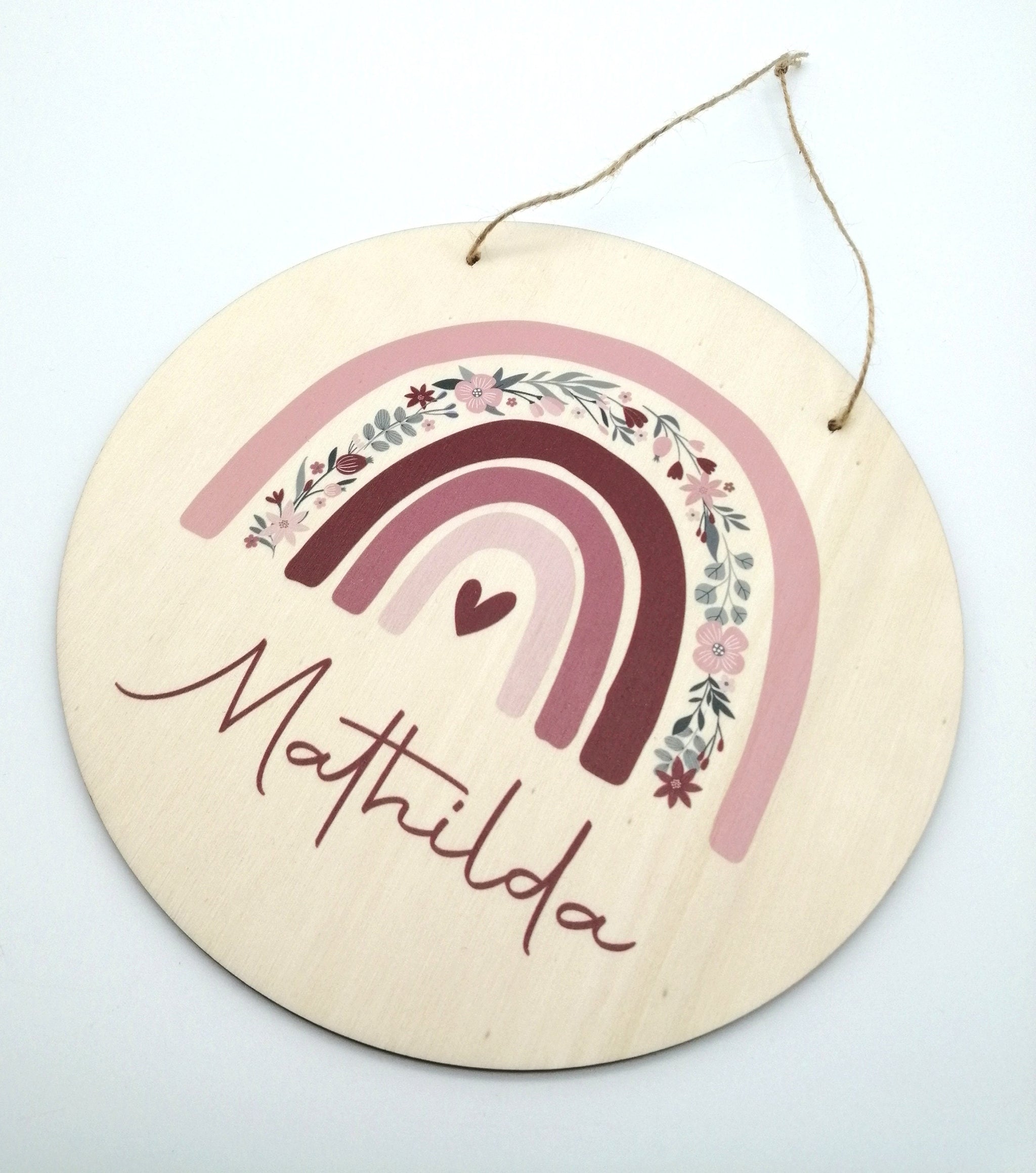 Türschild Kinderzimmer "Regenbogen Blumen" personalisiert mit Namen aus Holz/ Kinderzimmer/ Spielzimmer/