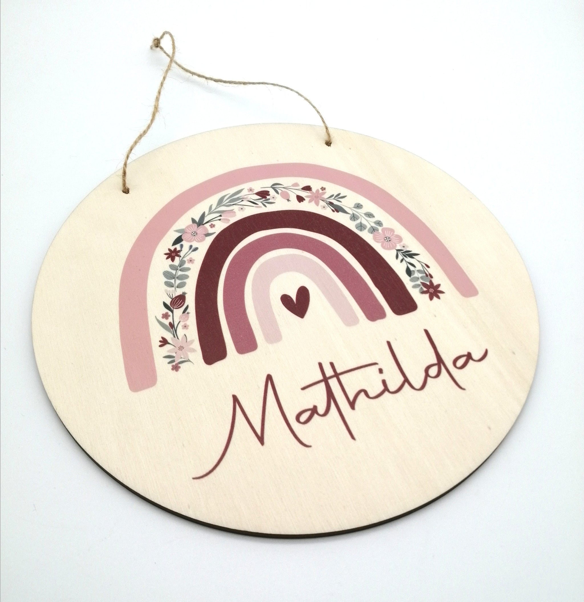 Türschild Kinderzimmer "Regenbogen Blumen" personalisiert mit Namen aus Holz/ Kinderzimmer/ Spielzimmer/
