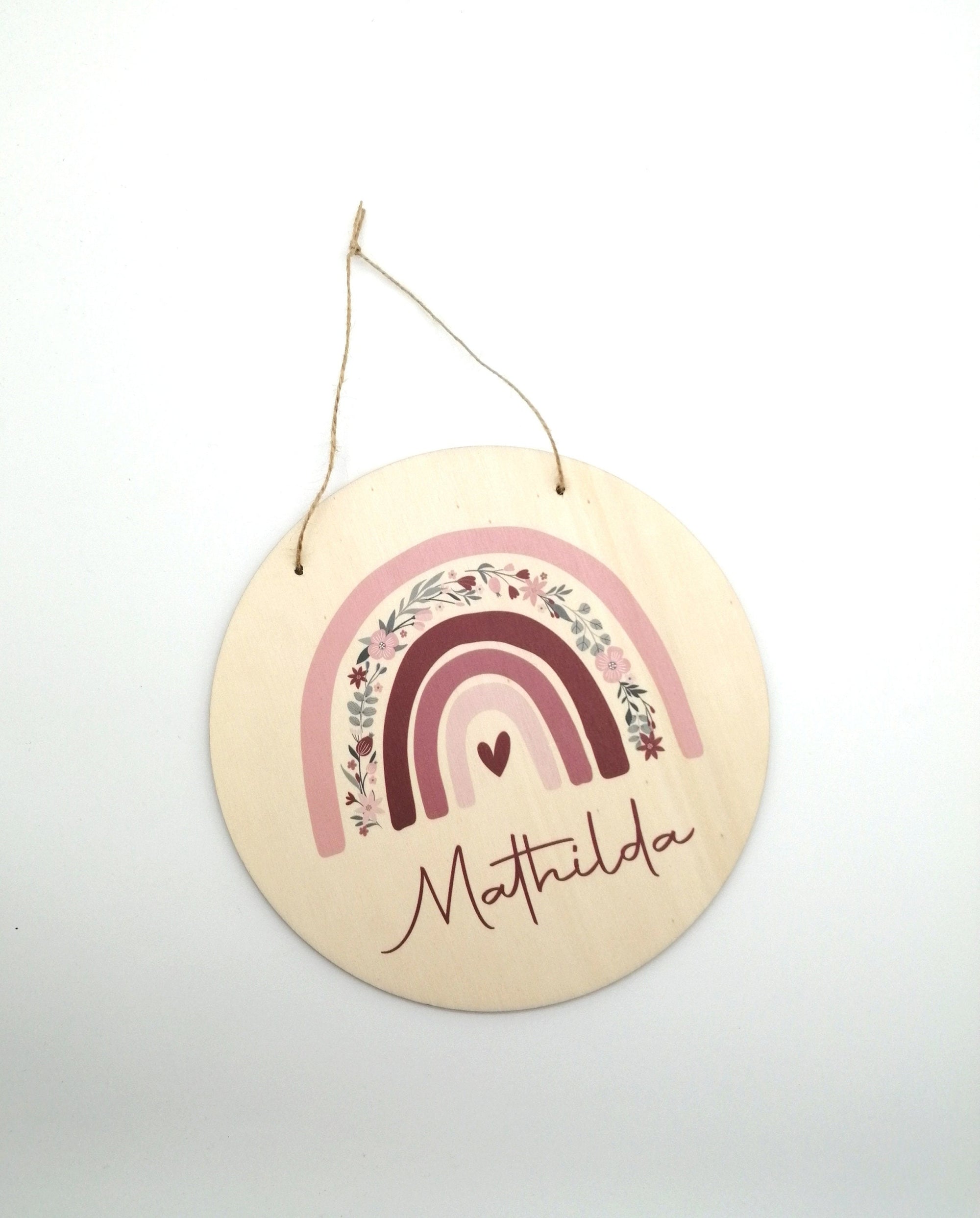 Türschild Kinderzimmer "Regenbogen Blumen" personalisiert mit Namen aus Holz/ Kinderzimmer/ Spielzimmer/