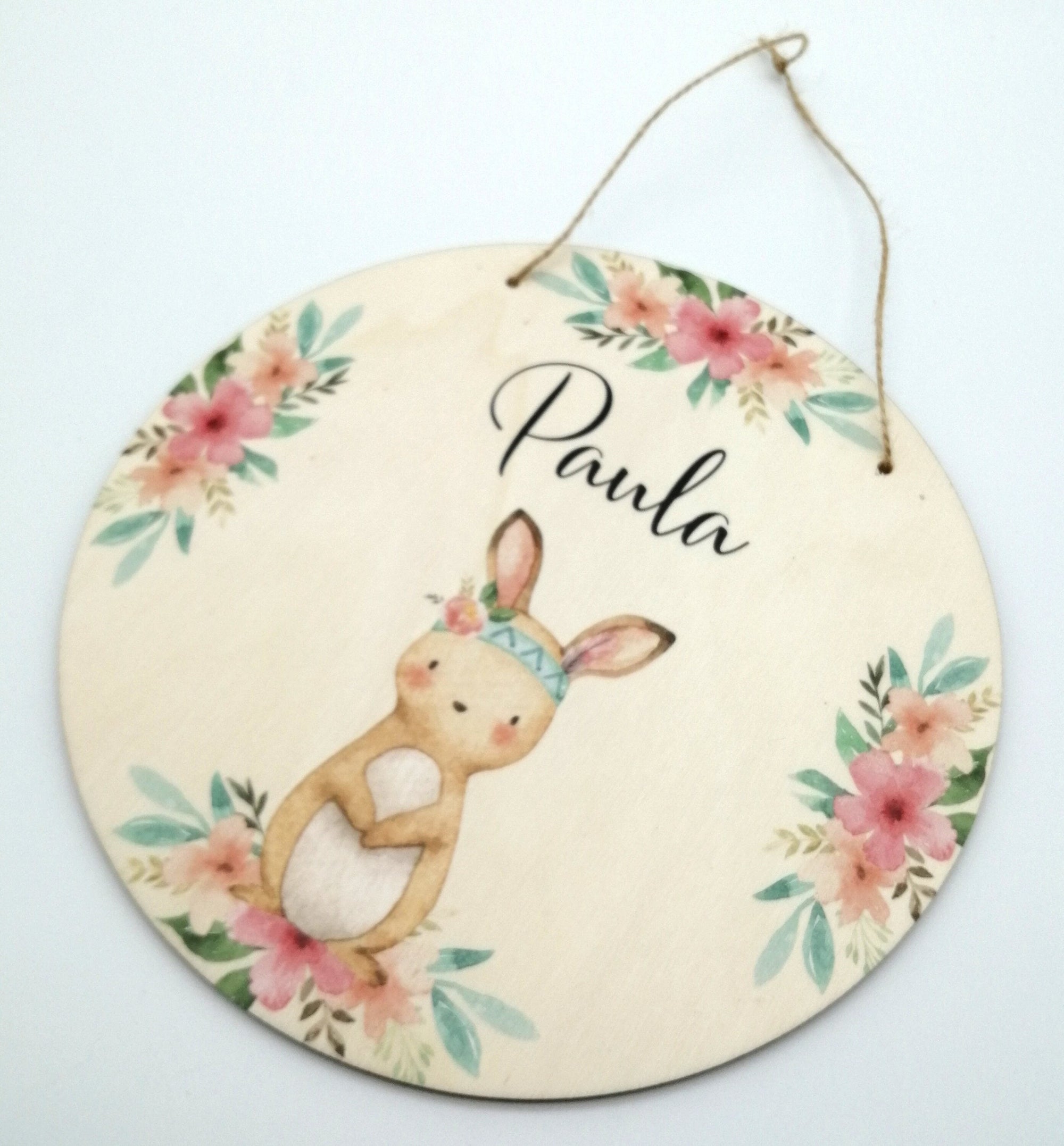 Türschild Kinderzimmer "Boho Hase" personalisiert mit Namen aus Holz/ Kinderzimmer/ Spielzimmer/