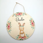 Türschild Kinderzimmer "Boho Hase" personalisiert mit Namen aus Holz/ Kinderzimmer/ Spielzimmer/