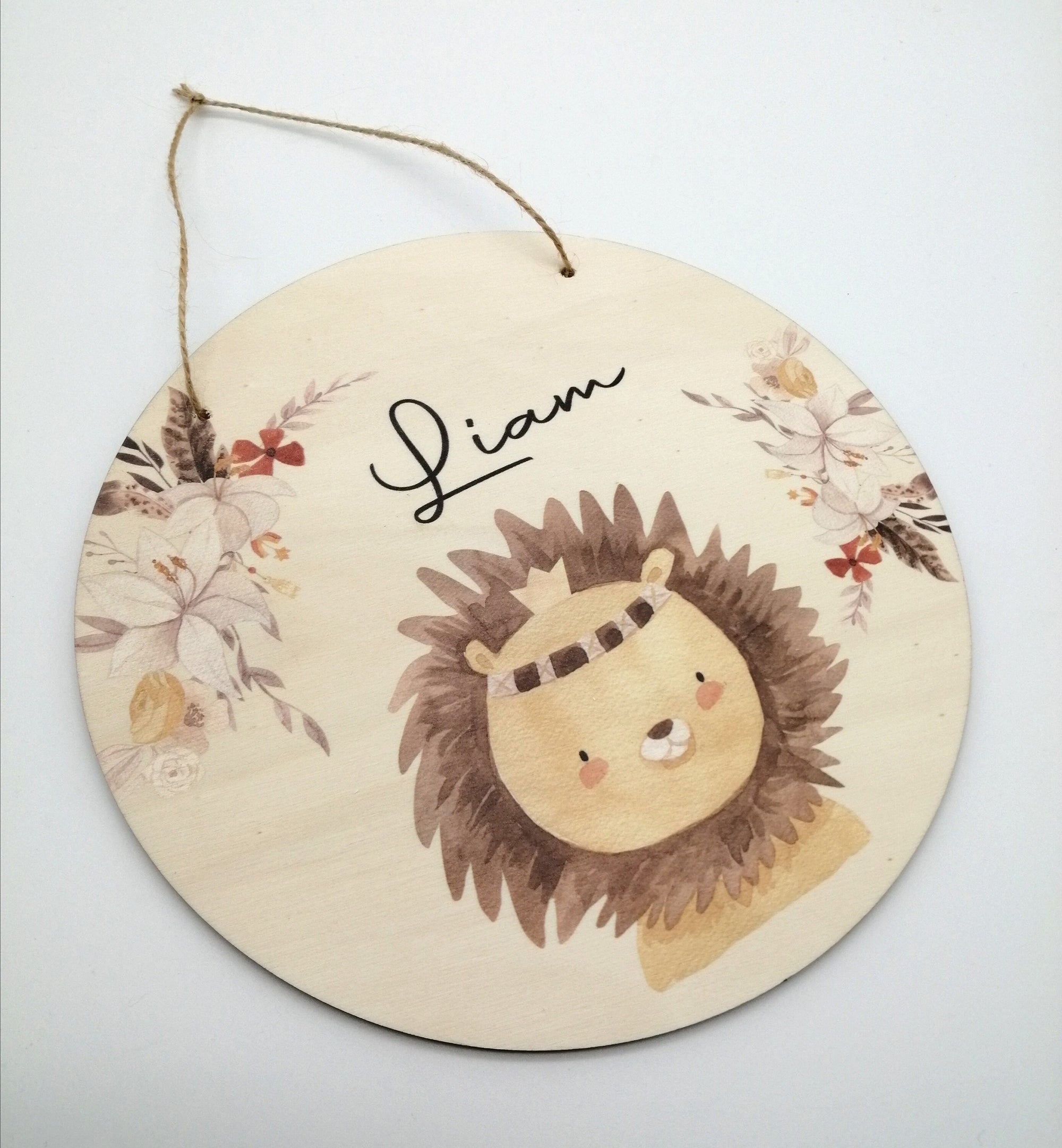 Türschild Kinderzimmer "Boho Löwe" personalisiert mit Namen aus Holz/ Kinderzimmer/ Spielzimmer/
