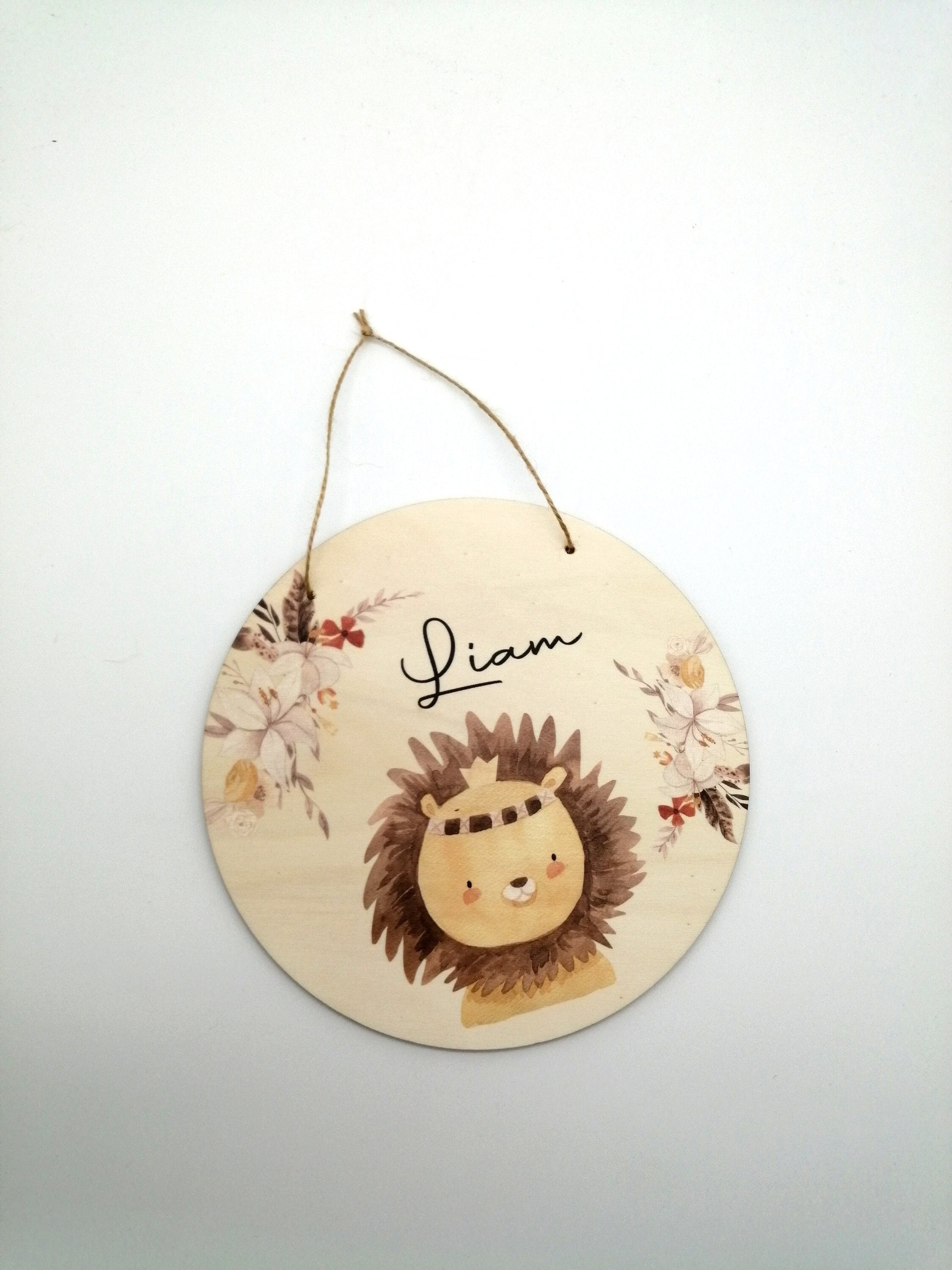 Türschild Kinderzimmer "Boho Löwe" personalisiert mit Namen aus Holz/ Kinderzimmer/ Spielzimmer/