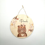 Türschild Kinderzimmer "Boho Bär" personalisiert mit Namen aus Holz/ Kinderzimmer/ Spielzimmer/