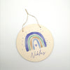 Türschild Kinderzimmer "Regenbogen watercolor blau" personalisiert mit Namen aus Holz/ Kinderzimmer/ Spielzimmer/