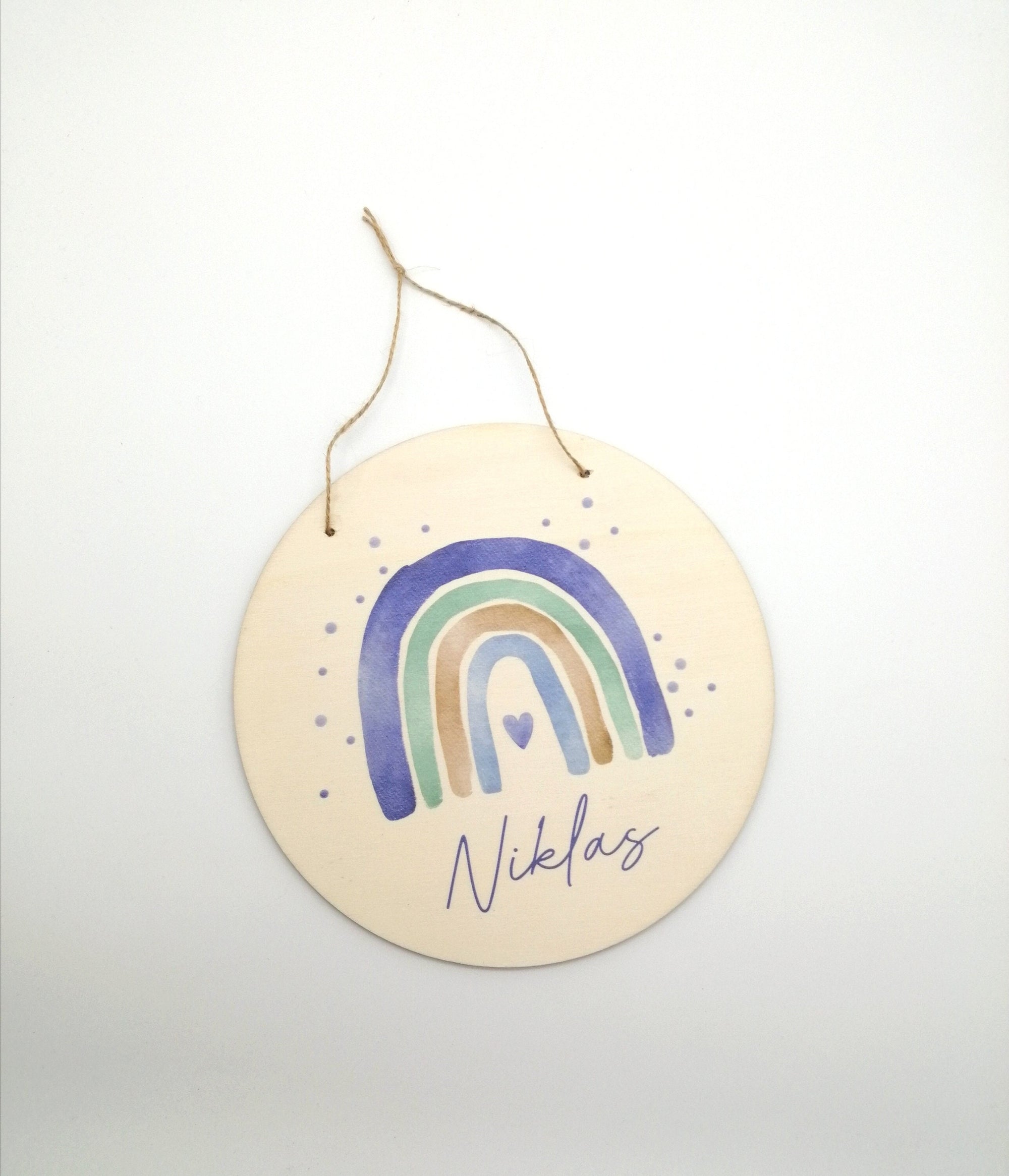 Türschild Kinderzimmer "Regenbogen watercolor blau" personalisiert mit Namen aus Holz/ Kinderzimmer/ Spielzimmer/