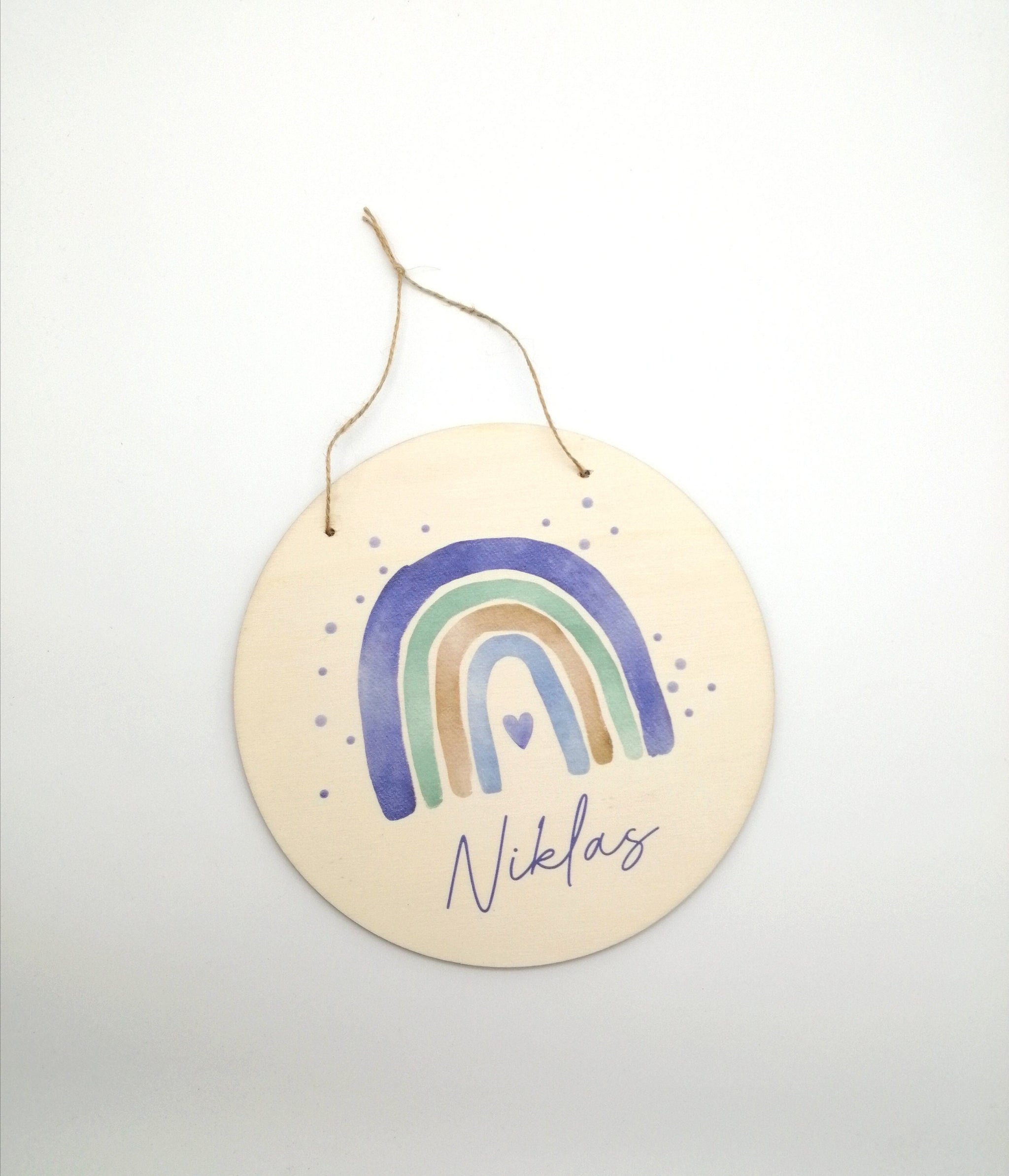Türschild Kinderzimmer "Regenbogen watercolor blau" personalisiert mit Namen aus Holz/ Kinderzimmer/ Spielzimmer/