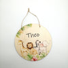 Türschild Kinderzimmer "Dschungeltiere" personalisiert mit Namen aus Holz/ Kinderzimmer/ Spielzimmer/