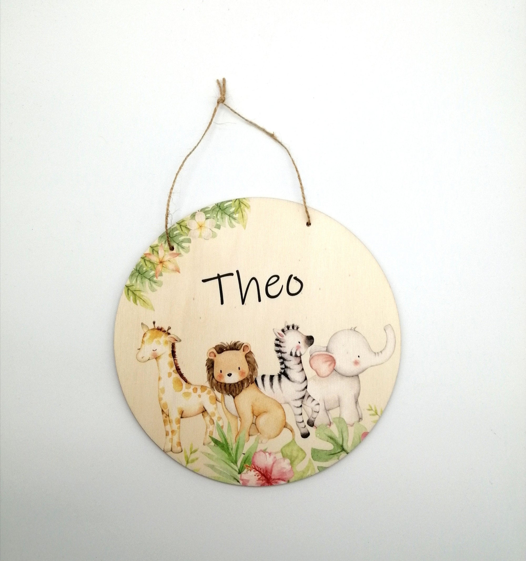 Türschild Kinderzimmer "Dschungeltiere" personalisiert mit Namen aus Holz/ Kinderzimmer/ Spielzimmer/