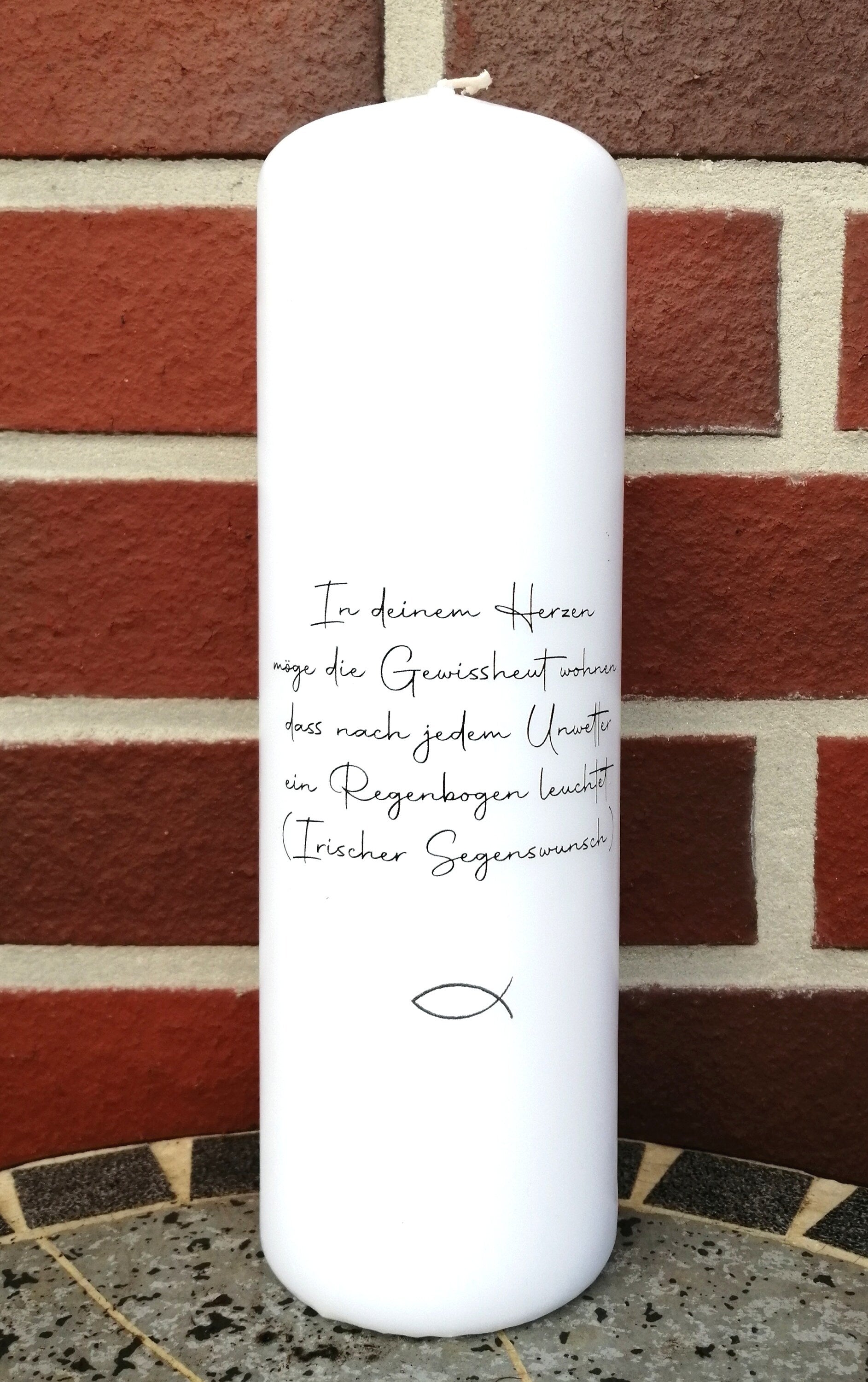Foto - Taufkerze personalisiert mit Bild Namen Datum und Taufspruch "Blumenkranz 2", Junge/ Mädchen