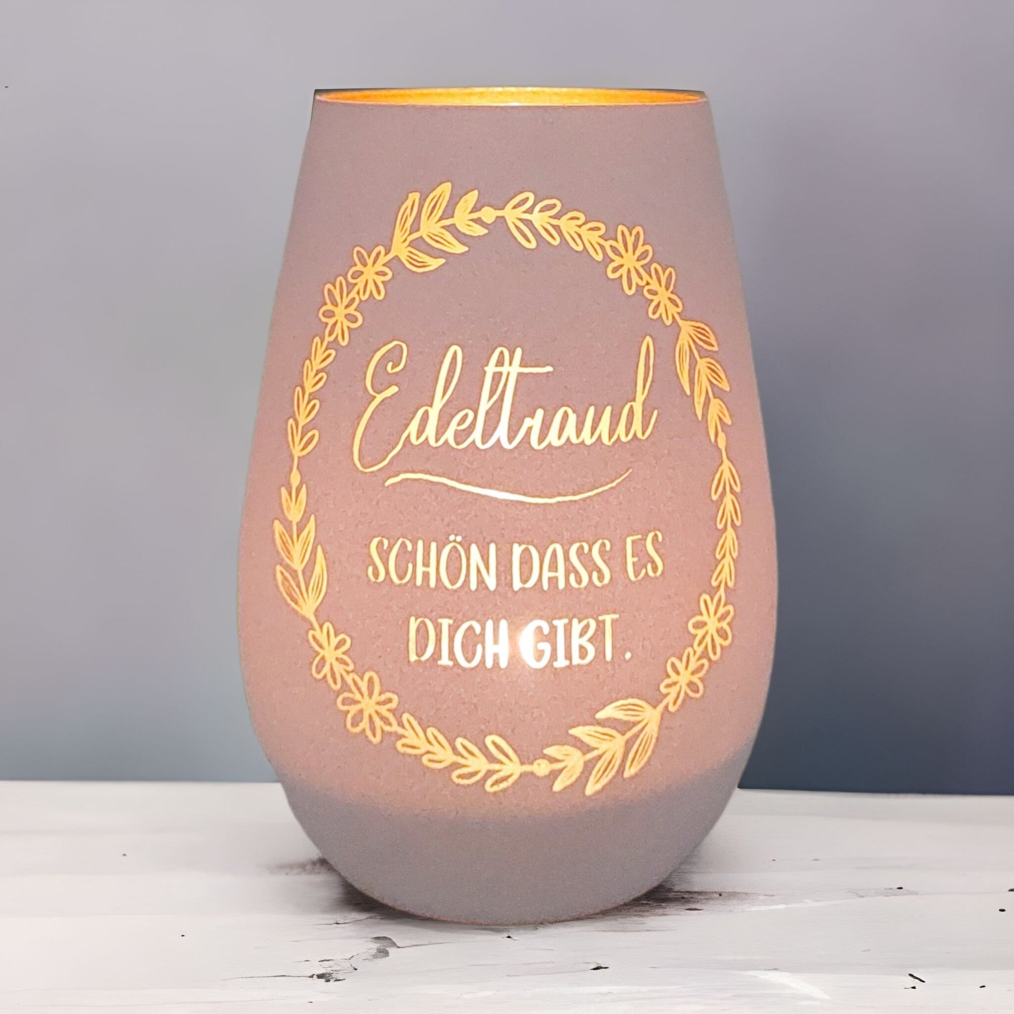 Windlicht personalisiert "Schön dass es dich gibt"