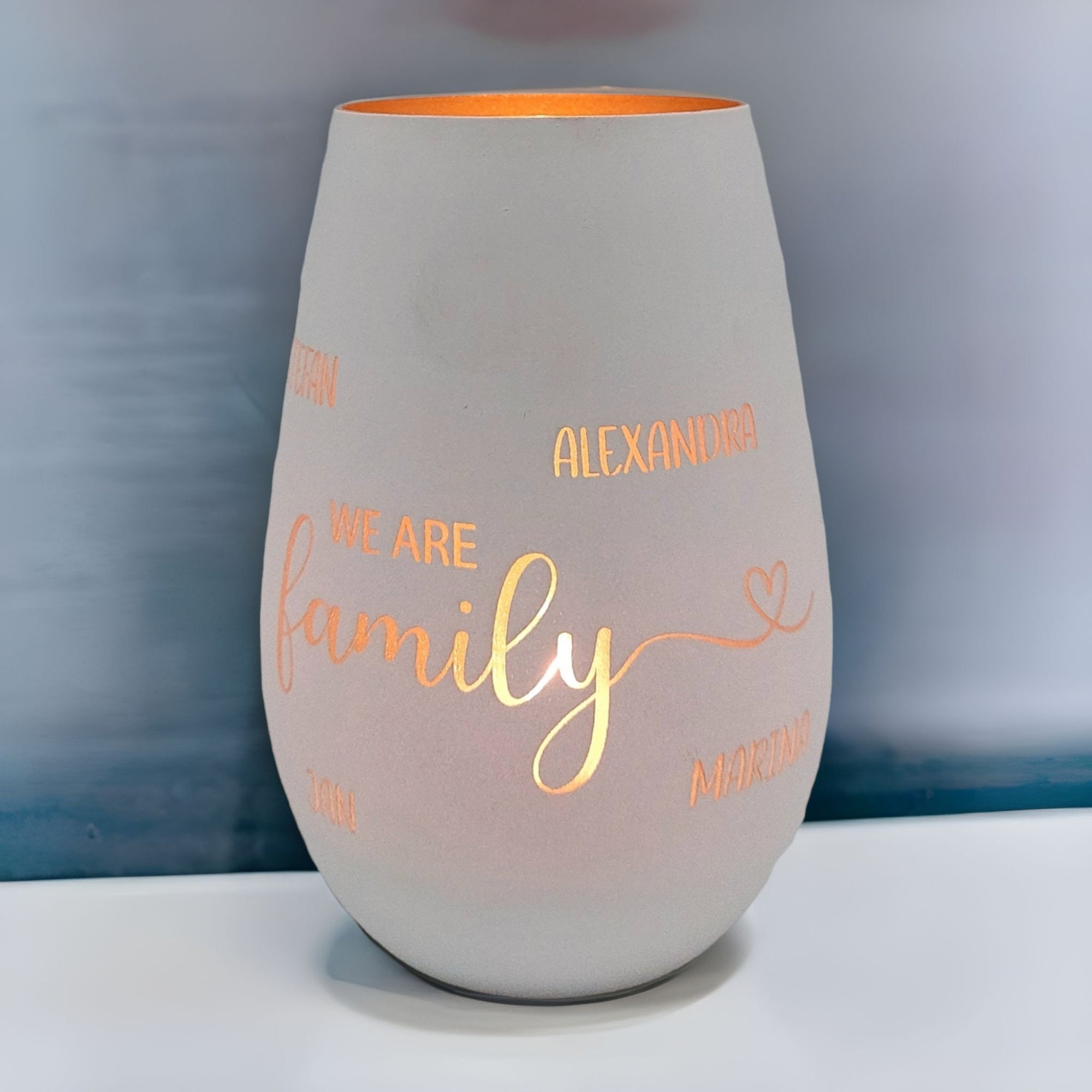 Windlicht personalisiert "We are family"