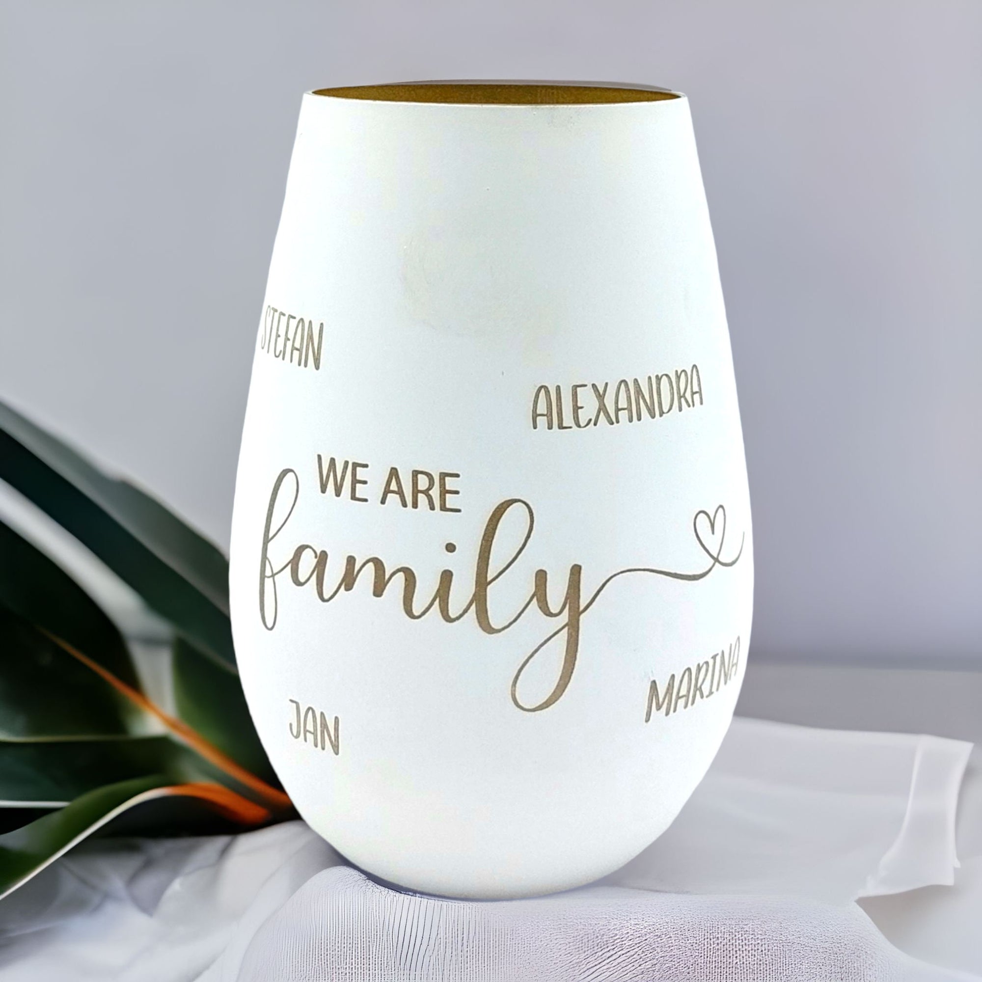 Windlicht personalisiert "We are family"
