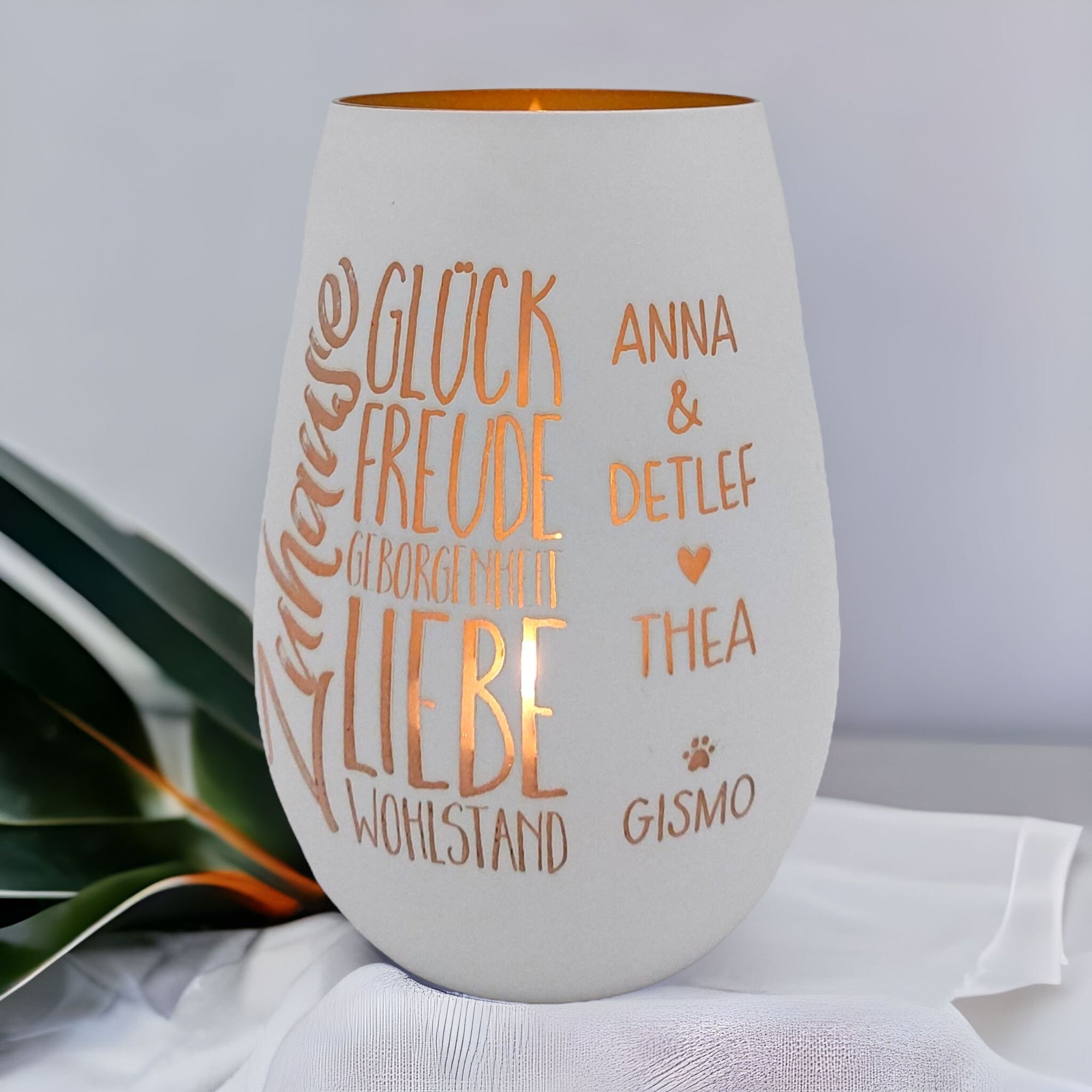 Windlicht personalisiert "Zuhaus"