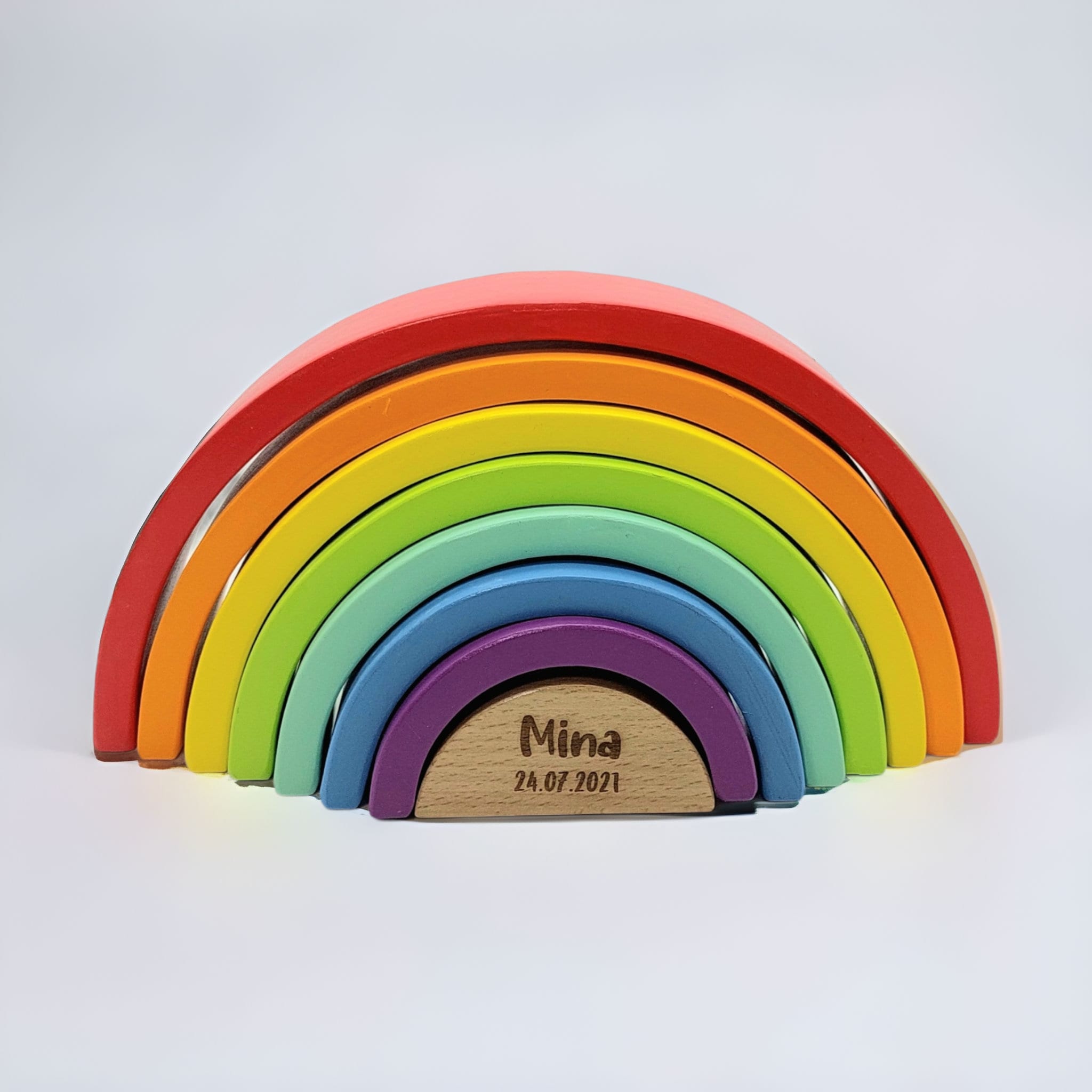 Regenbogen Stapelspiel personalisiert mit Gravur