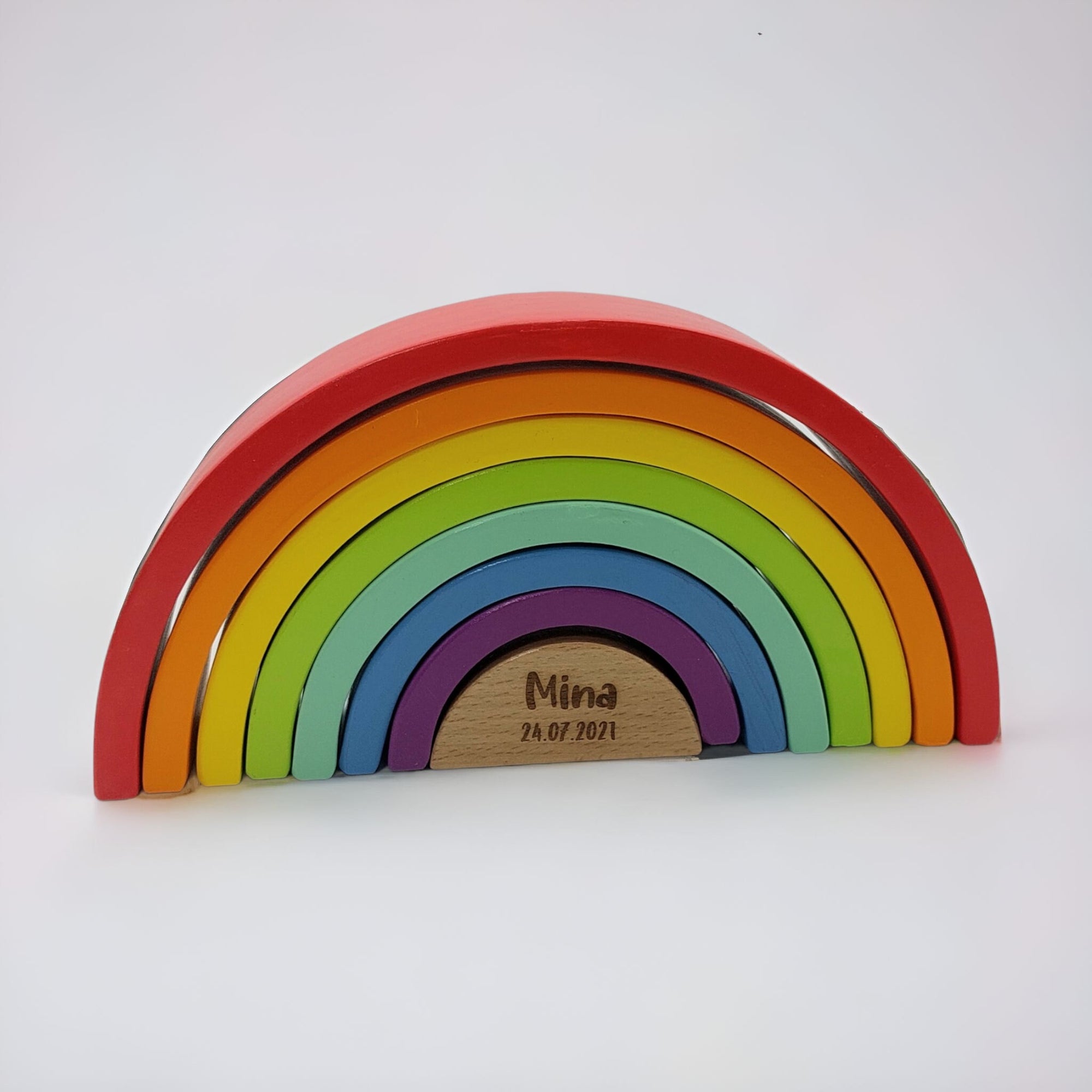 Regenbogen Stapelspiel personalisiert mit Gravur