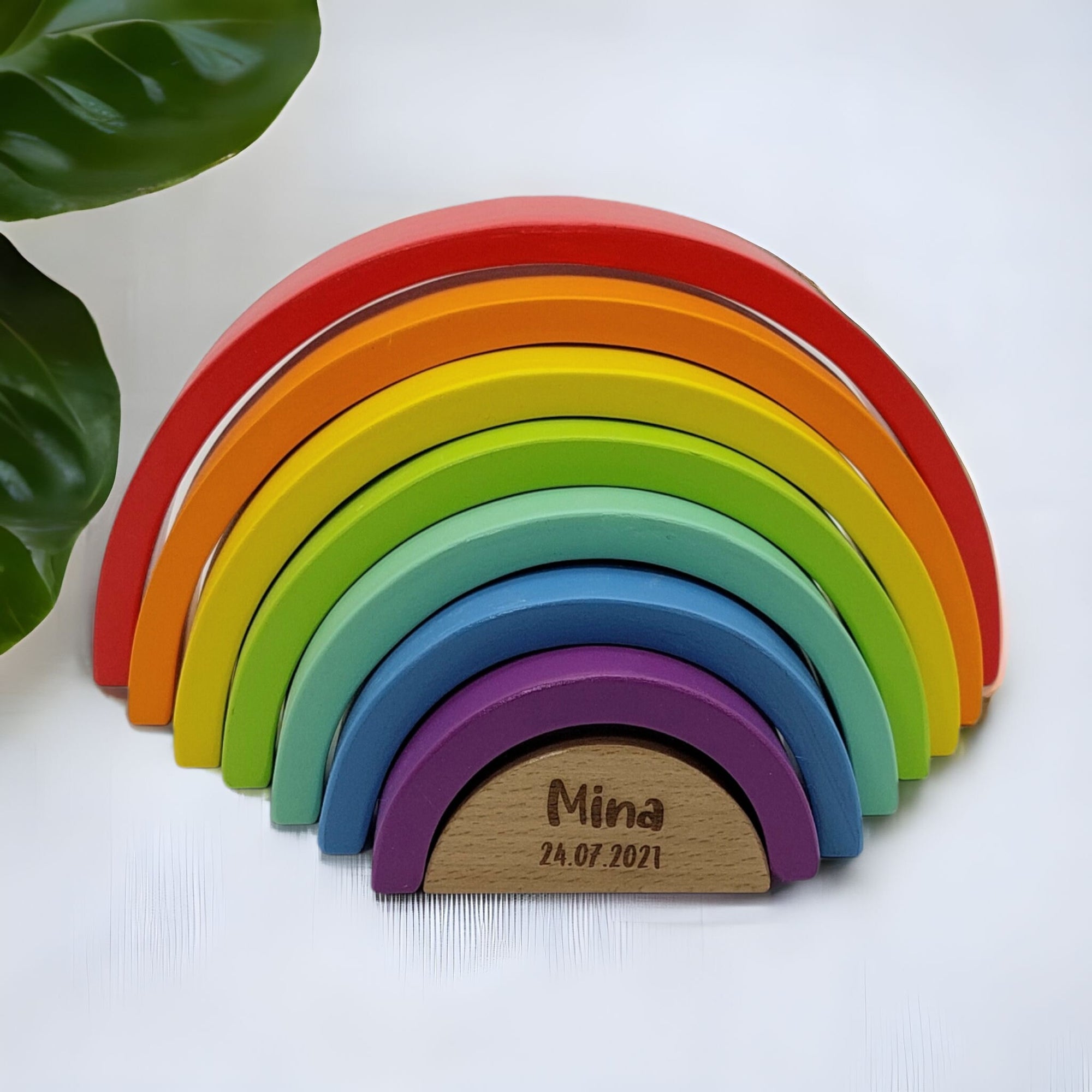 Regenbogen Stapelspiel personalisiert mit Gravur