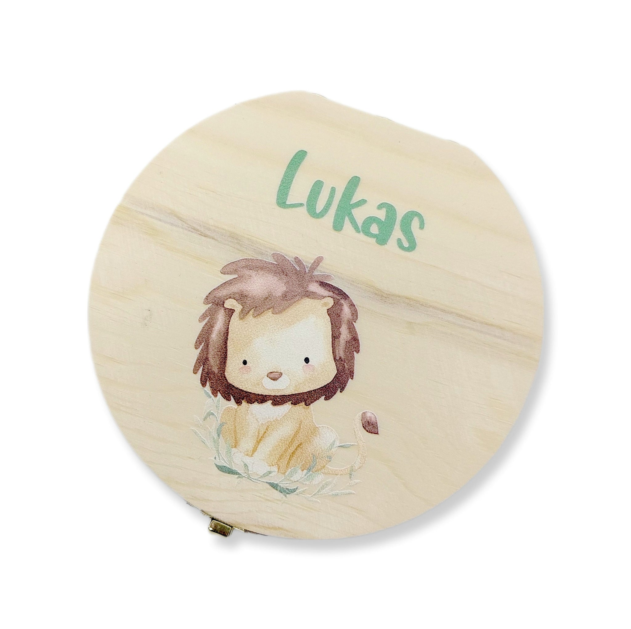 Milchzahndose personalisiert/ Milchzahnbox aus Holz "Löwe"