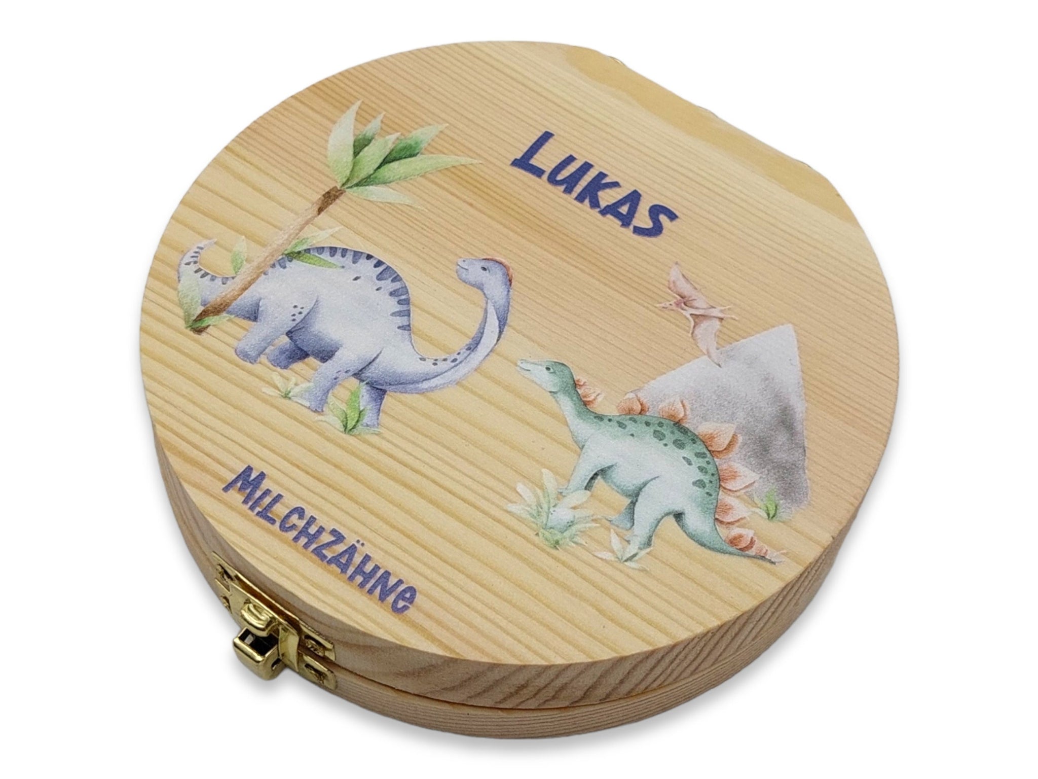 Milchzahndose personalisiert "Dino" / Milchzahnbox aus Holz