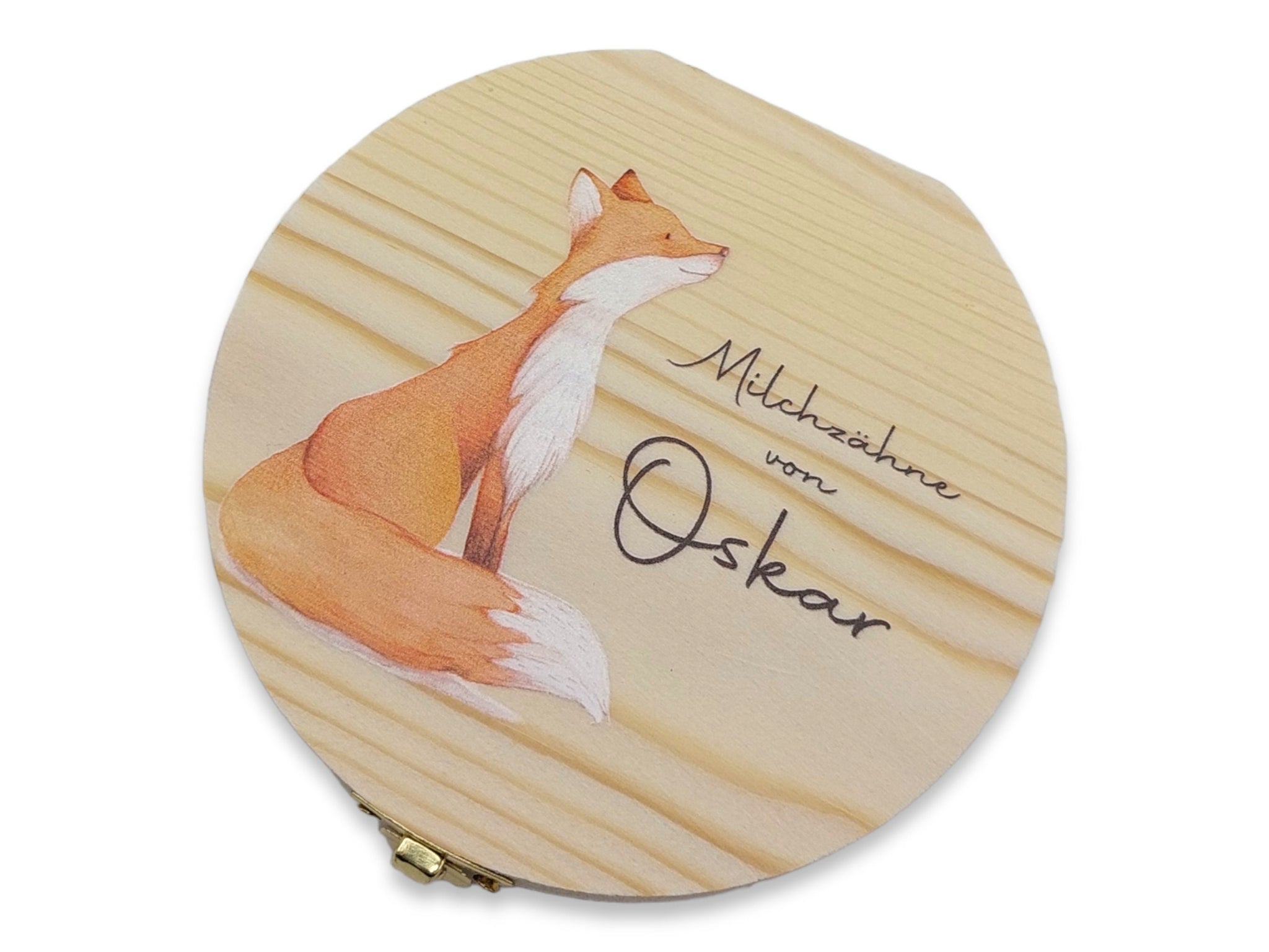 Milchzahndose personalisiert "Fuchs" / Milchzahnbox aus Holz
