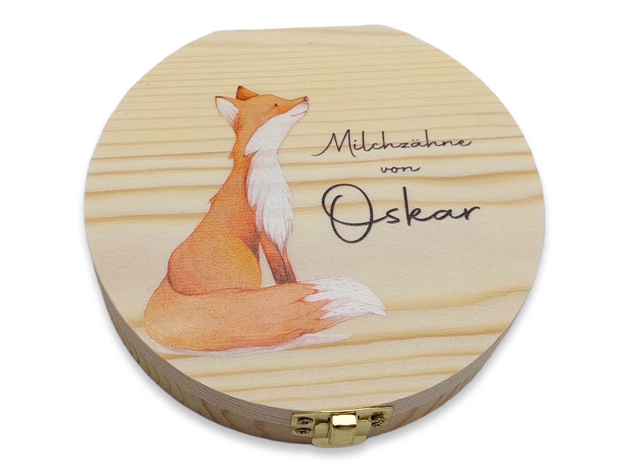 Milchzahndose personalisiert "Fuchs" / Milchzahnbox aus Holz