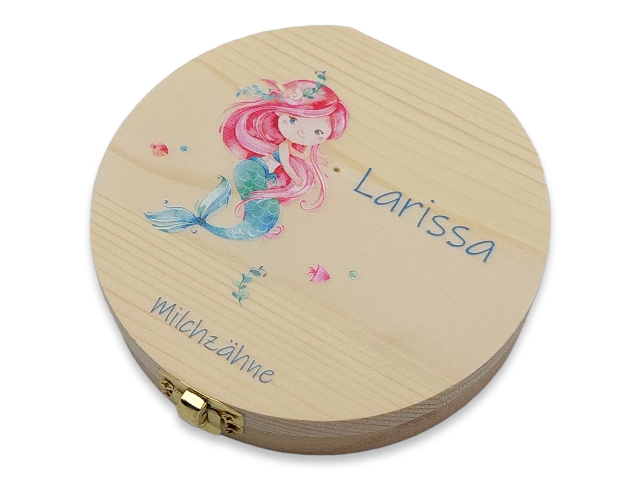 Milchzahndose personalisiert "Meerjungfrau" / Milchzahnbox aus Holz
