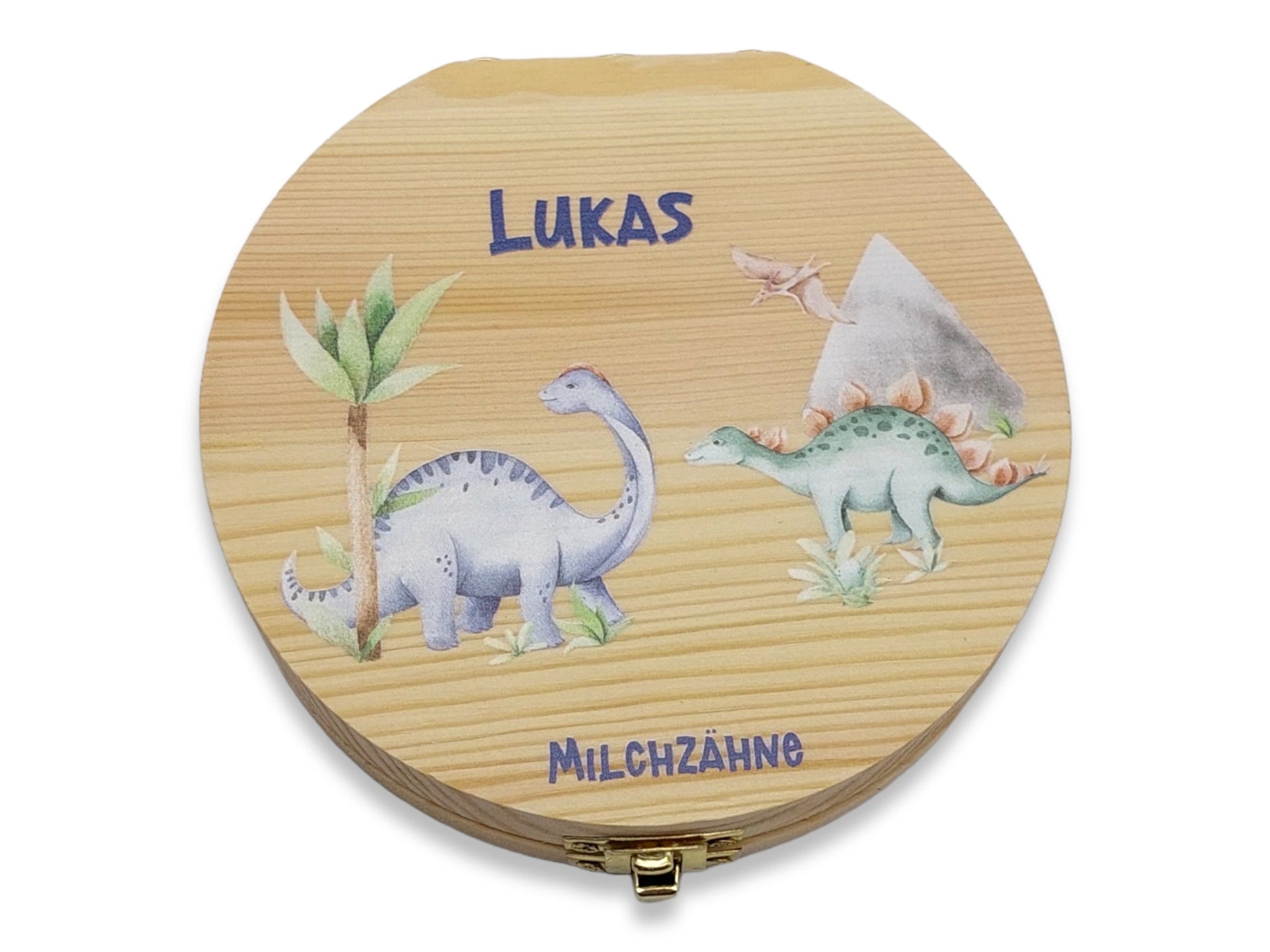 Milchzahndose personalisiert "Dino" / Milchzahnbox aus Holz