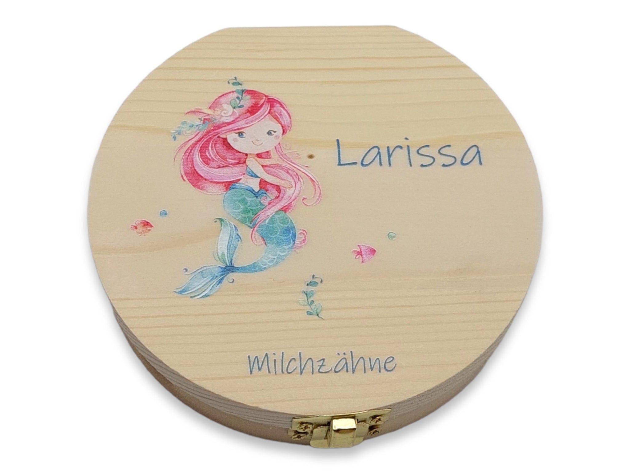 Milchzahndose personalisiert "Meerjungfrau" / Milchzahnbox aus Holz